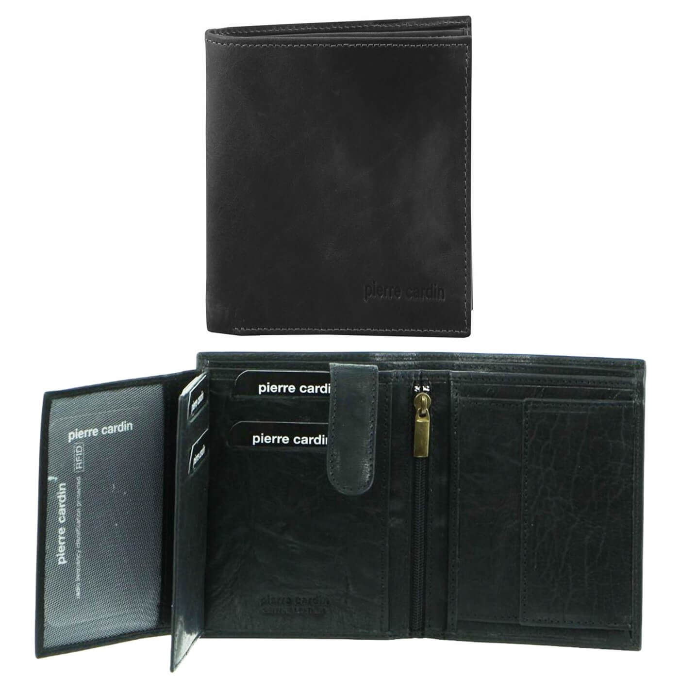 Pierre Cardin PC2817 Rustic Leather Tri-fold Mens Wallet/Black