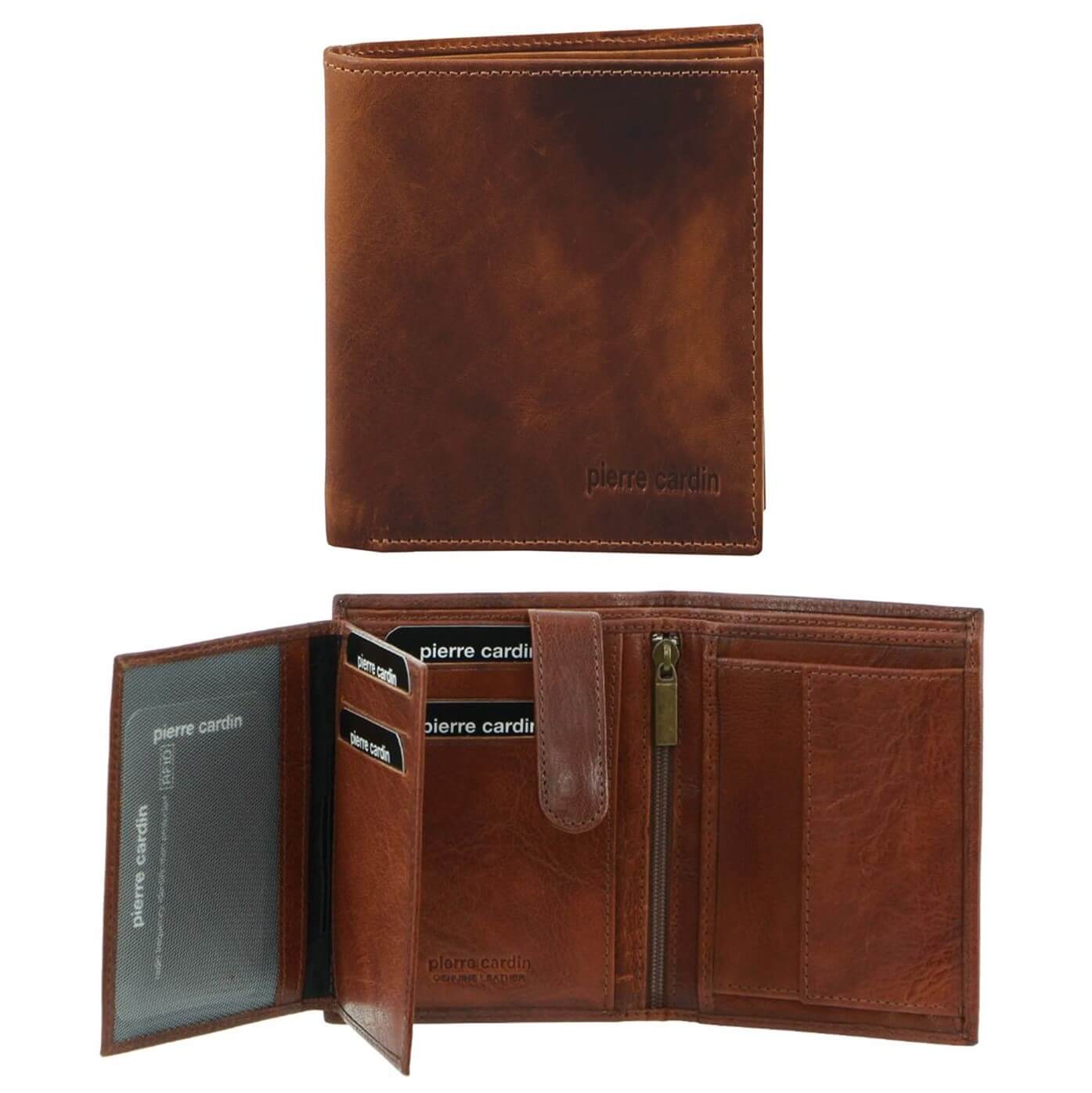 Pierre Cardin PC2817 Rustic Leather Tri-fold Mens Wallet/Chestnut
