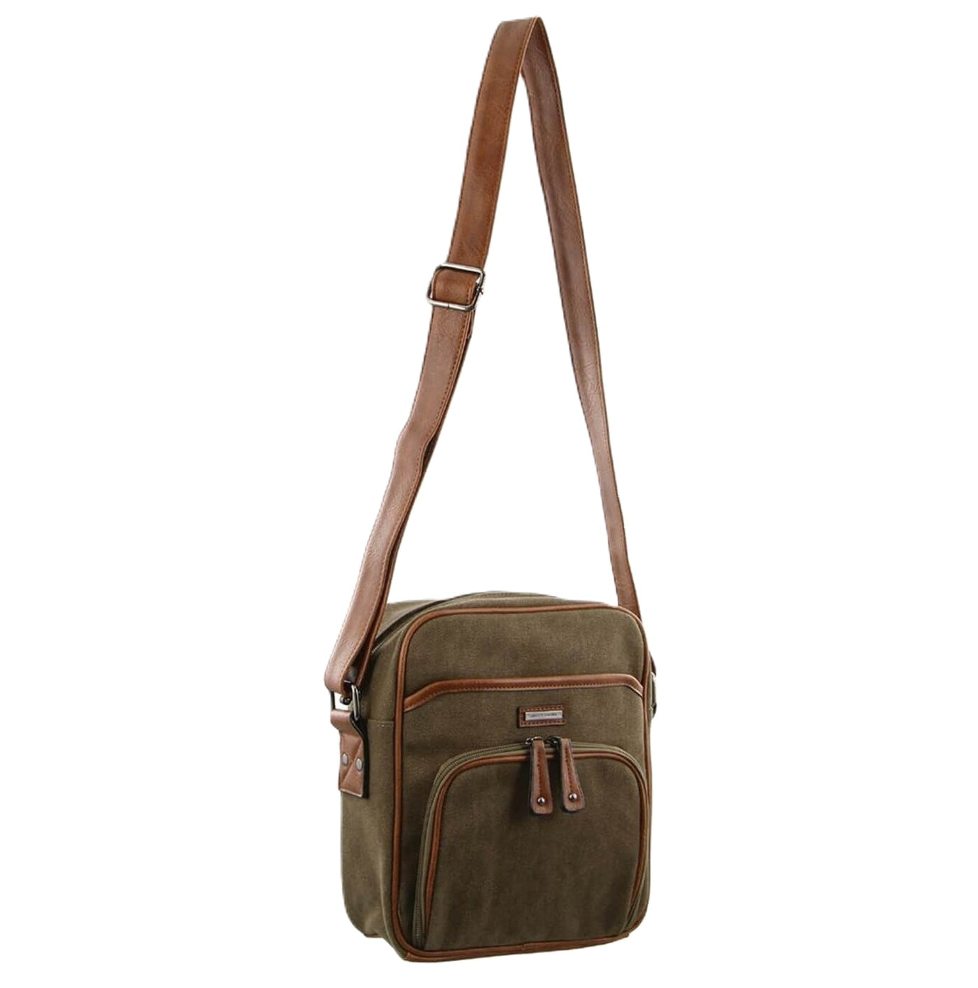 Pierre Cardin Men's Canvas Crossbody Bag in Brown