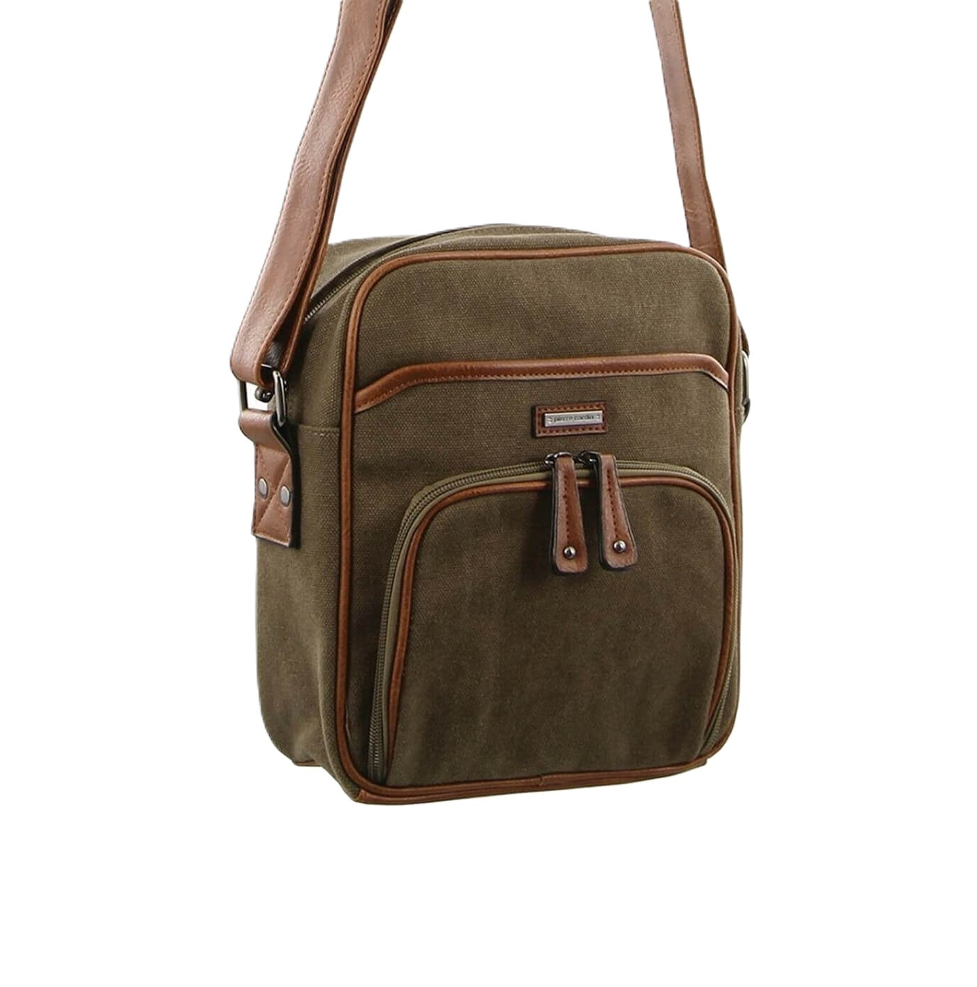 Pierre Cardin Men's Canvas Crossbody Bag in Brown
