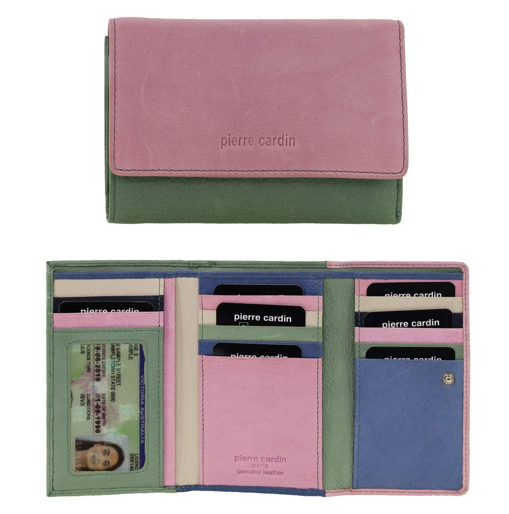 Pierre Cardin Multi-Colour Ladies Leather Tri-fold Wallet in Lavender