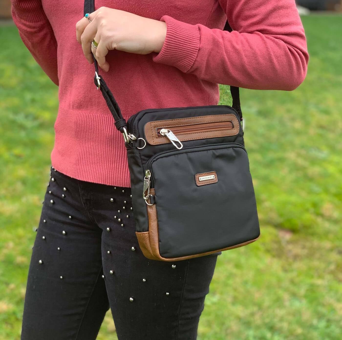 Pierre Cardin PC3265 Nylon Anti-Theft 2-Tone Cross Body-bag/Black