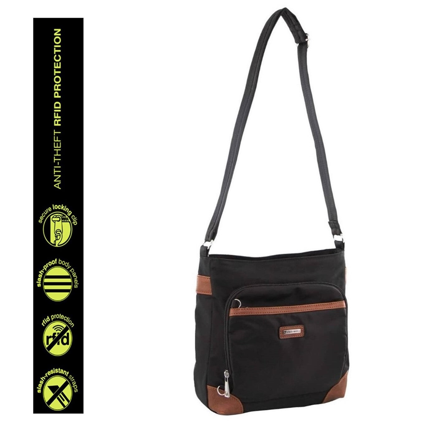 Pierre Cardin PC3266 Nylon Anti-Theft 2-Tone Cross Body-bag/Black