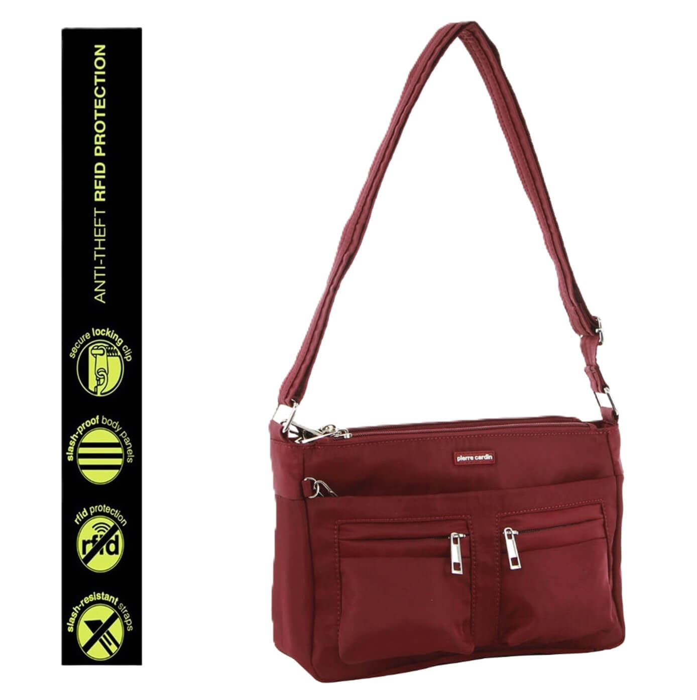 Pierre Cardin PC3268 Nylon Anti-theft Cross Body-Bag/Wine