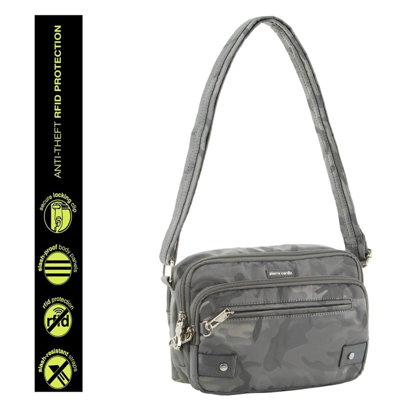 Pierre Cardin PC3269 Anti-Theft-RFID Cross Body Bag/Grey Camo
