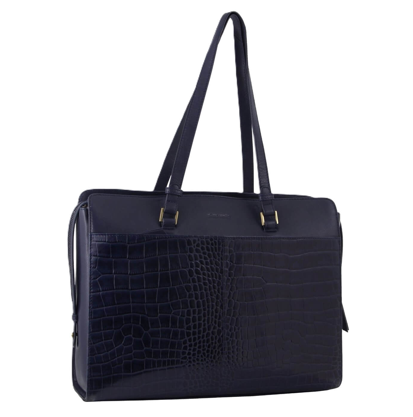 Pierre Cardin Croc-Embossed Leather Business-Laptop Bag in Navy