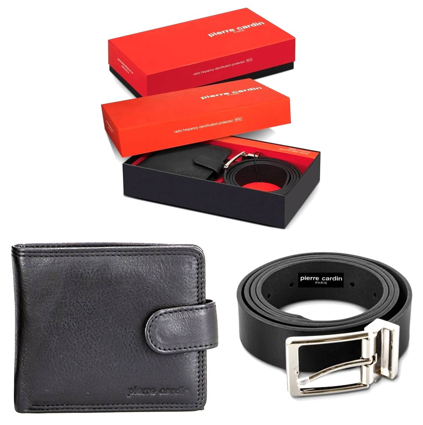Pierre Cardin PC3326 Mens Leather Wallet-Belt Gift Set/Black