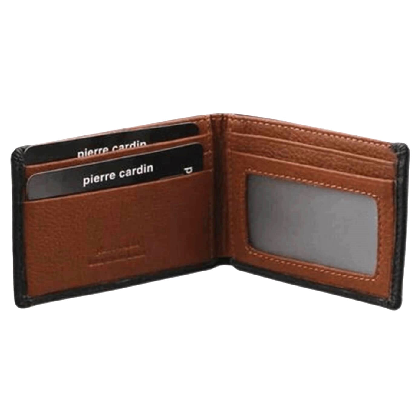 Pierre Cardin PC3453 Slimline Bi-fold Leather Wallet/Black-Cognac