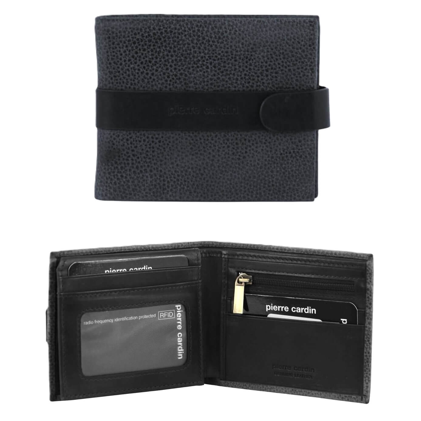 Pierre Cardin PC3460 Italian Leather Mens Bi-fold Tab Wallet/Black