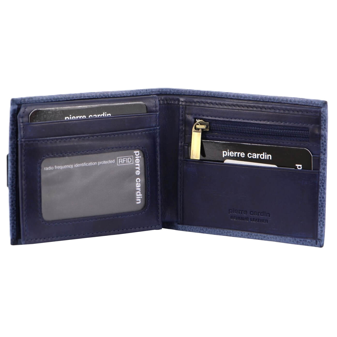 Pierre Cardin PC3460 Italian Leather Mens Bi-fold Tab Wallet/Navy
