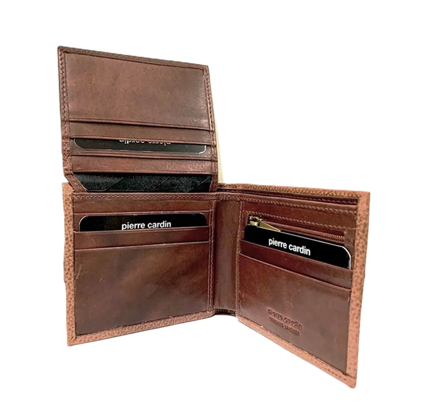 Pierre Cardin Men’s Leather Bi-fold RFID Wallet in Brown