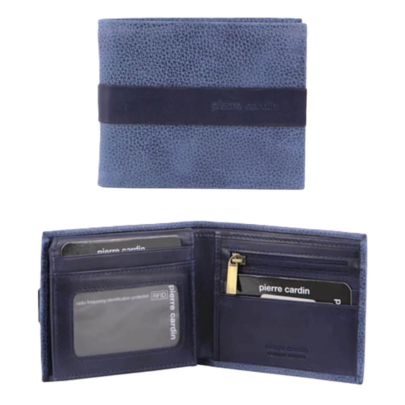 Pierre Cardin Men’s Leather Bi-fold - RFID Wallet in Navy