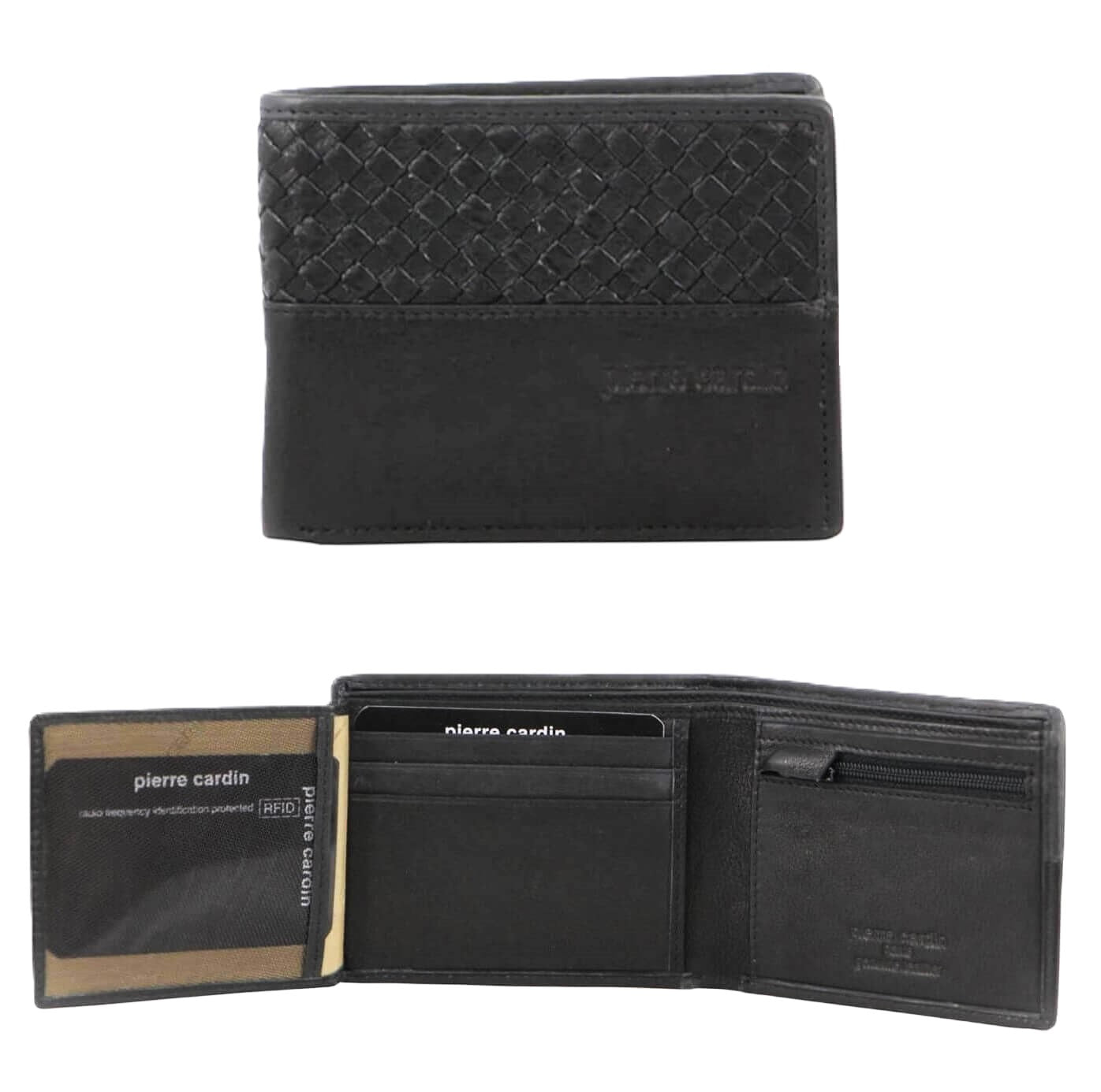 Pierre Cardin PC3463 Woven-Embossed Tri-fold Wallet/Black