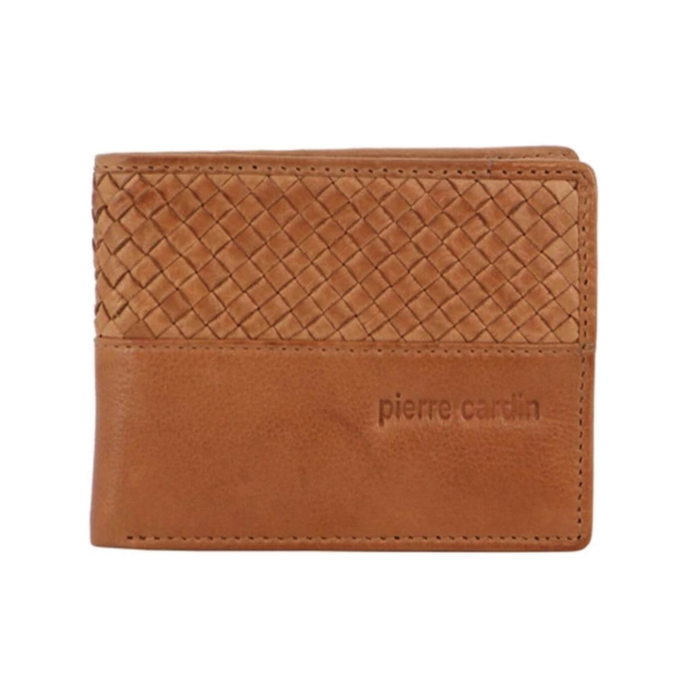Pierre Cardin PC3463 Woven-Embossed Tri-fold Wallet/Dark Tan
