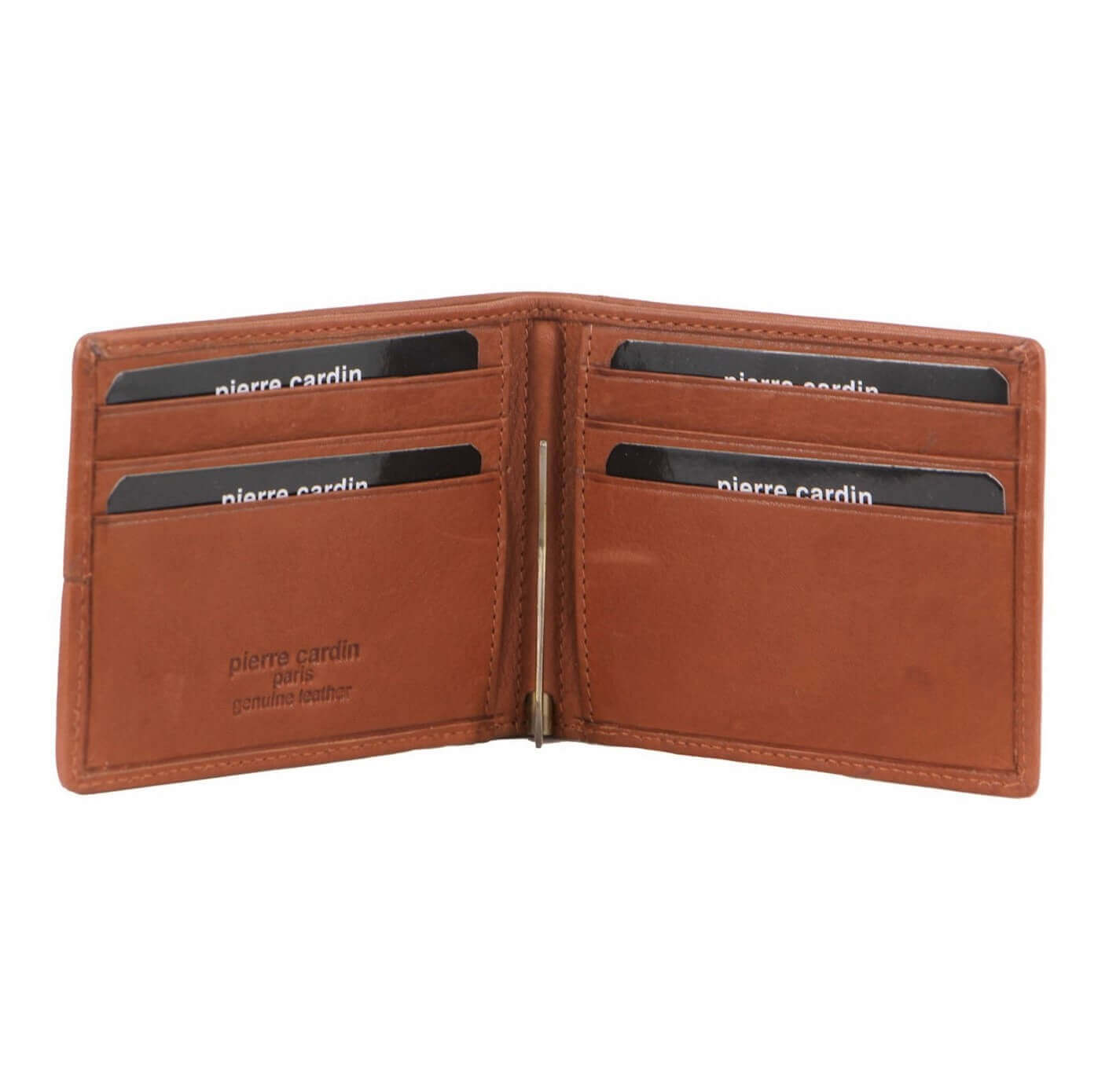 Pierre Cardin PC3465 Woven Embossed Leather Bi-fold Wallet/Dark Tan