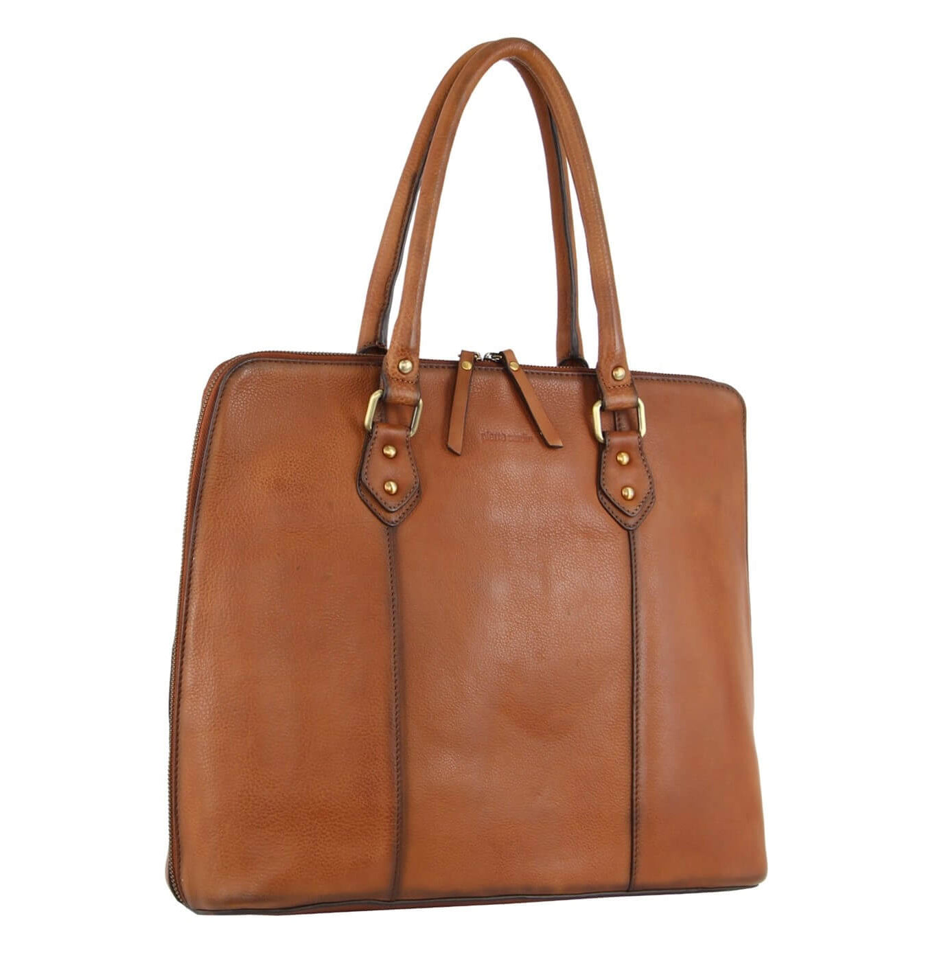Pierre Cardin Burnished Leather Ladies Computer Bag in Cognac