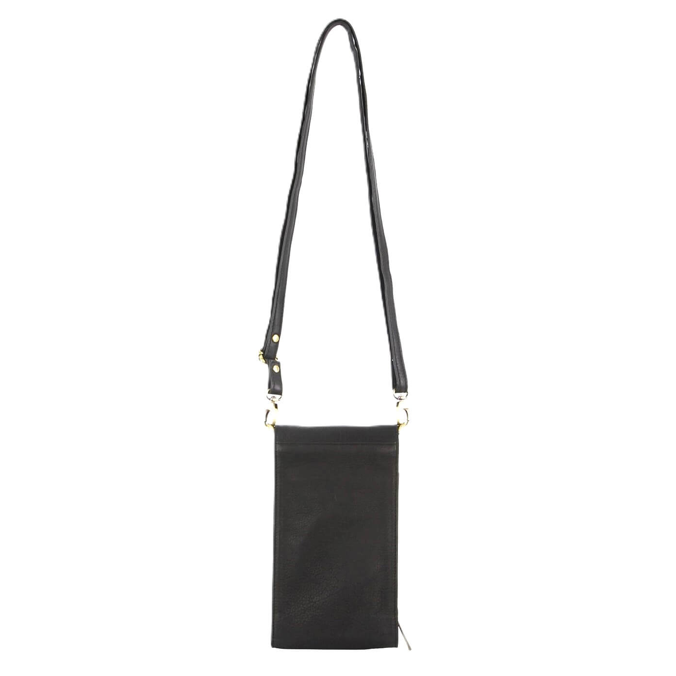 Pierre Cardin Ladies Leather Crossbody-Phone-Wallet Bag in Black