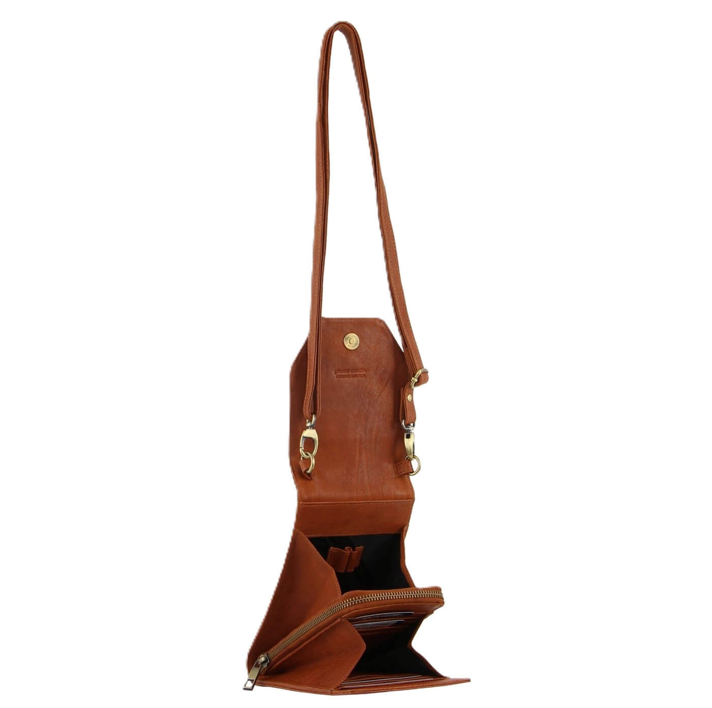 Pierre Cardin Ladies Leather Crossbody-Wallet-Phone Bag in Cognac