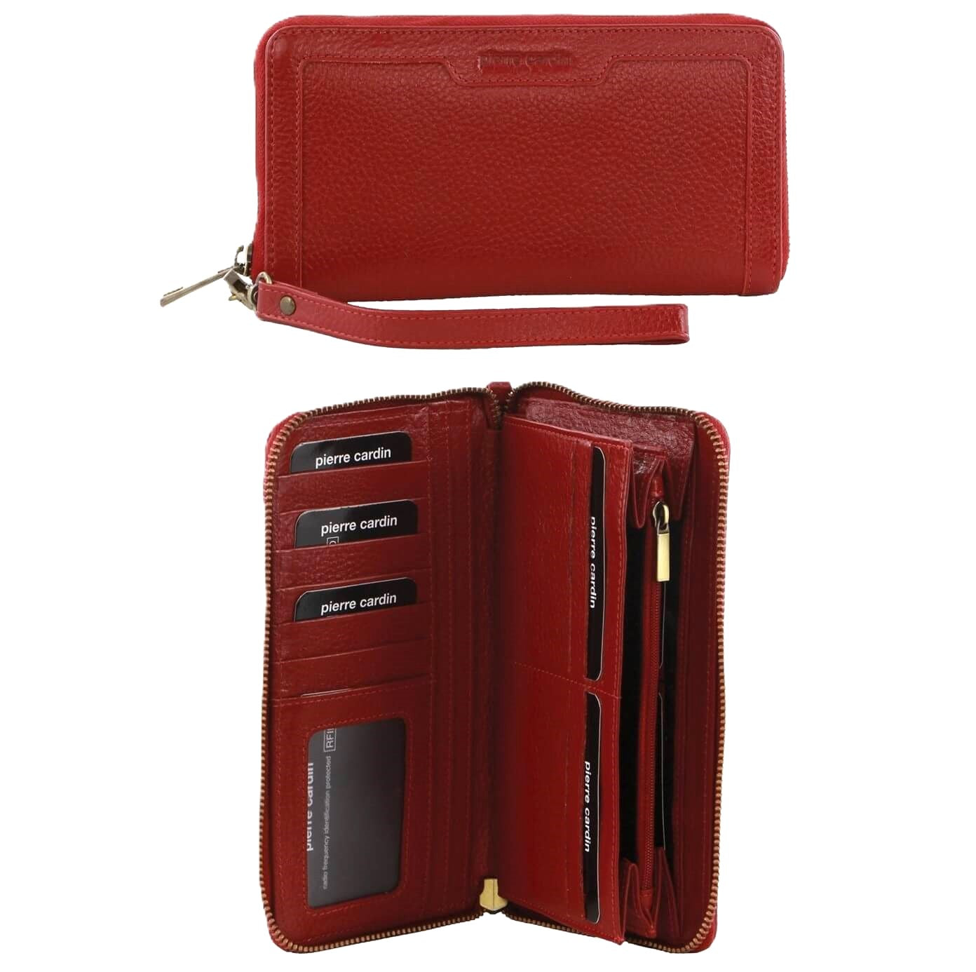 Pierre Cardin Women’s Leather Zip-around Wallet in Red