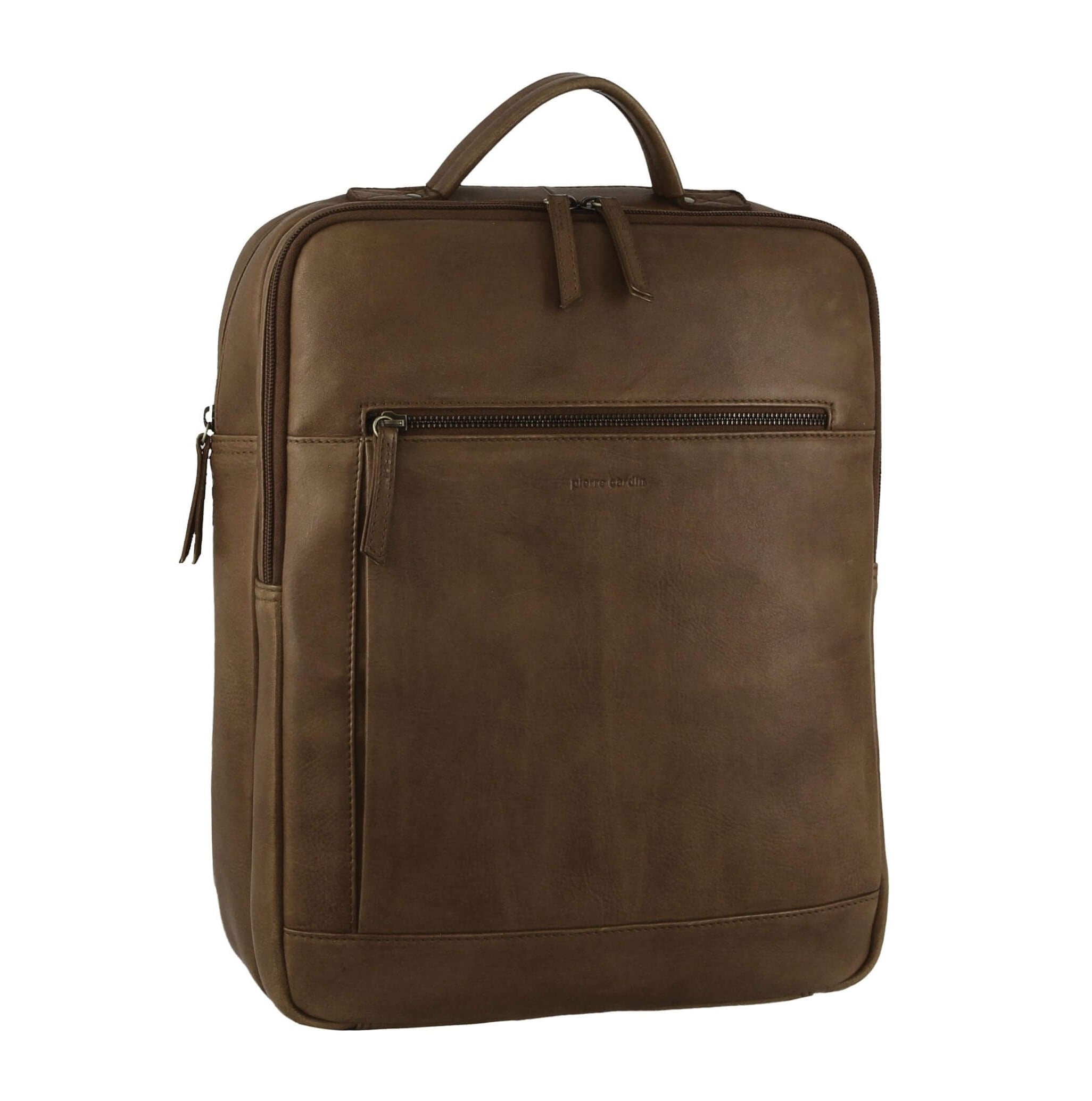 Pierre Cardin Italian Leather Business-Laptop Backpack in Oak