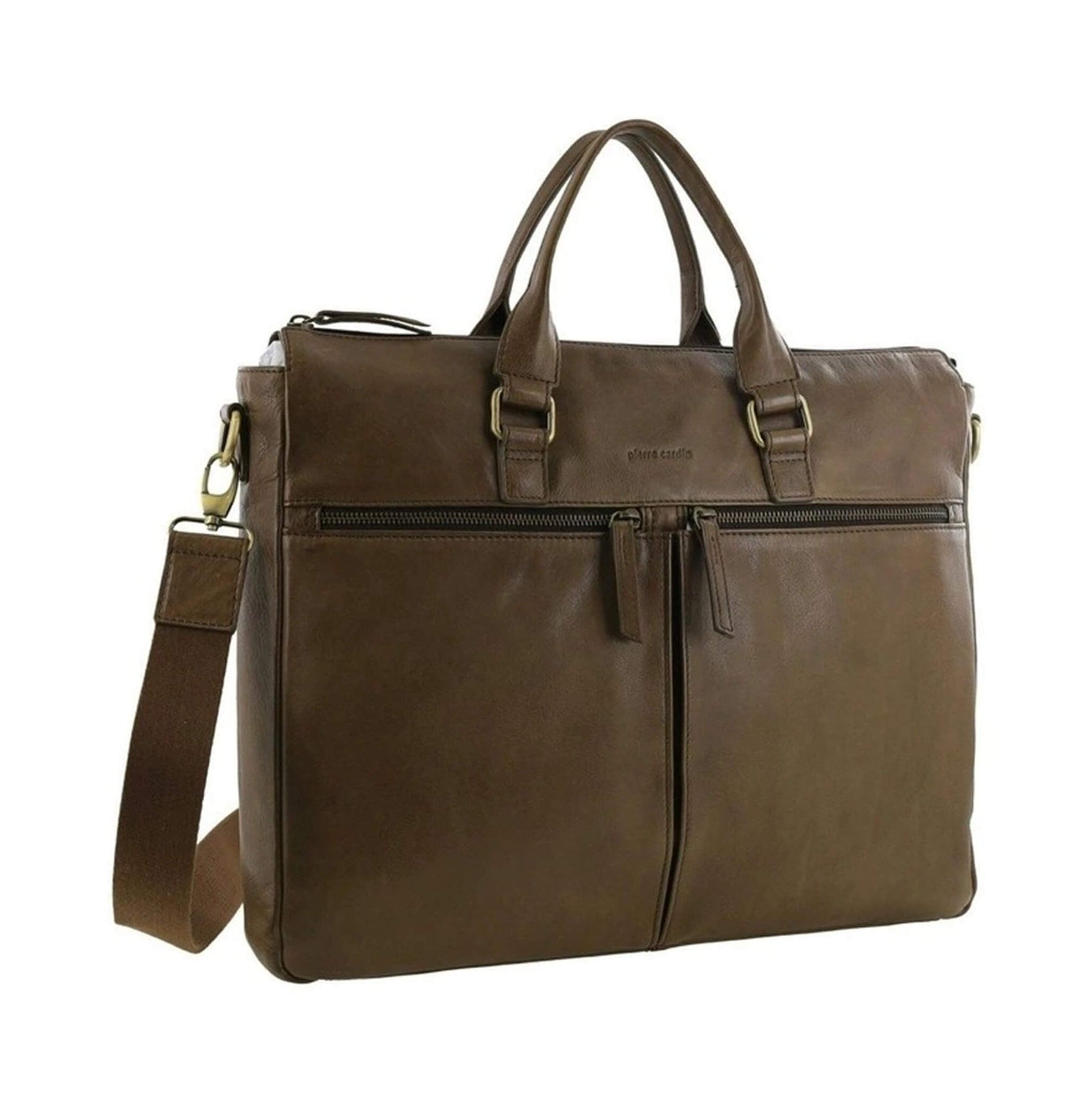 Pierre Cardin Mens Business Briefcase Messenger Bag in Oak