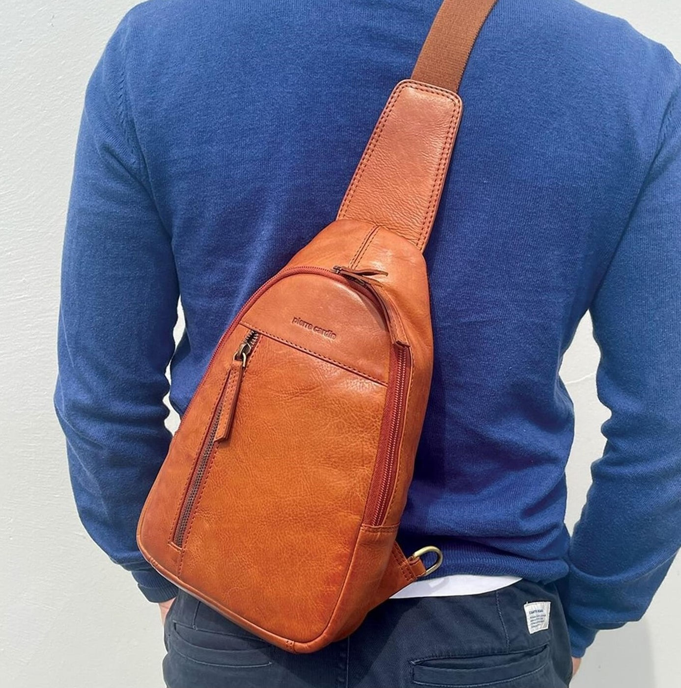 Pierre Cardin PC3711 Mens Leather Sling Bag/Cognac