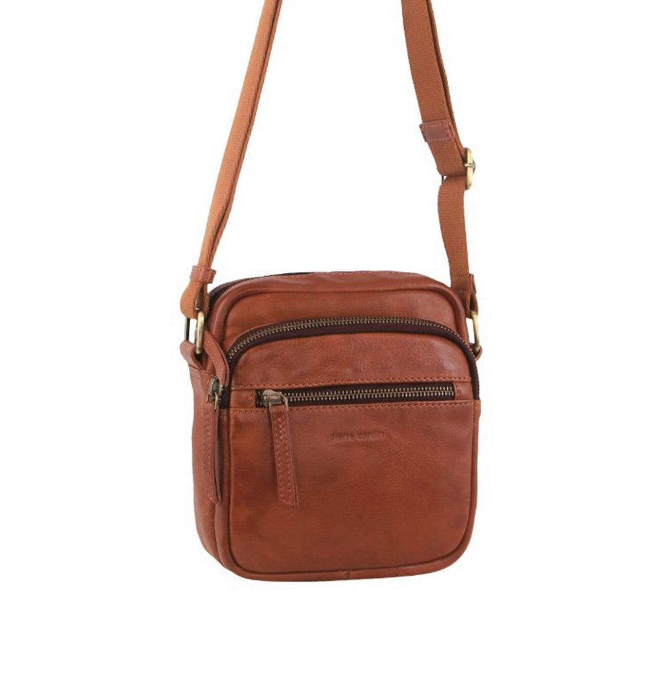 Pierre Cardin PC3764 Mens Italian Leather Cross Body Bag/Cognac