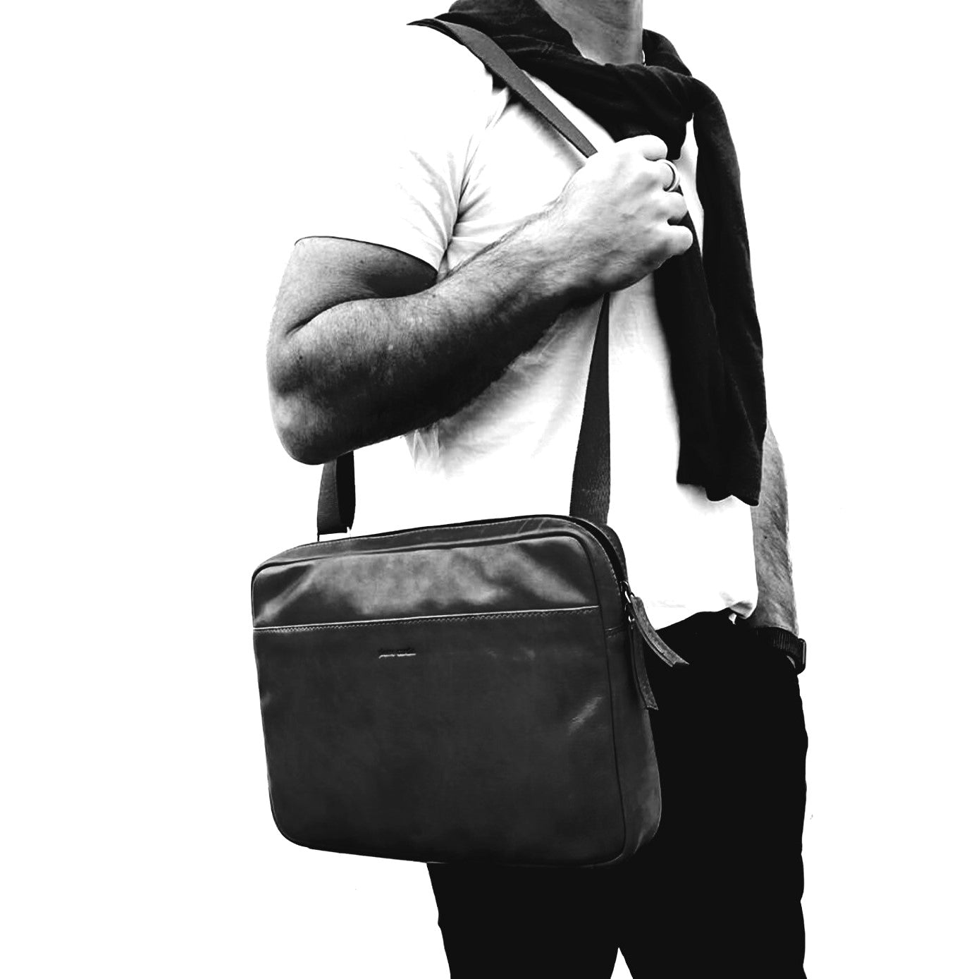 Pierre Cardin PC3765 Mens Italian Leather Business Computer Bag/Black