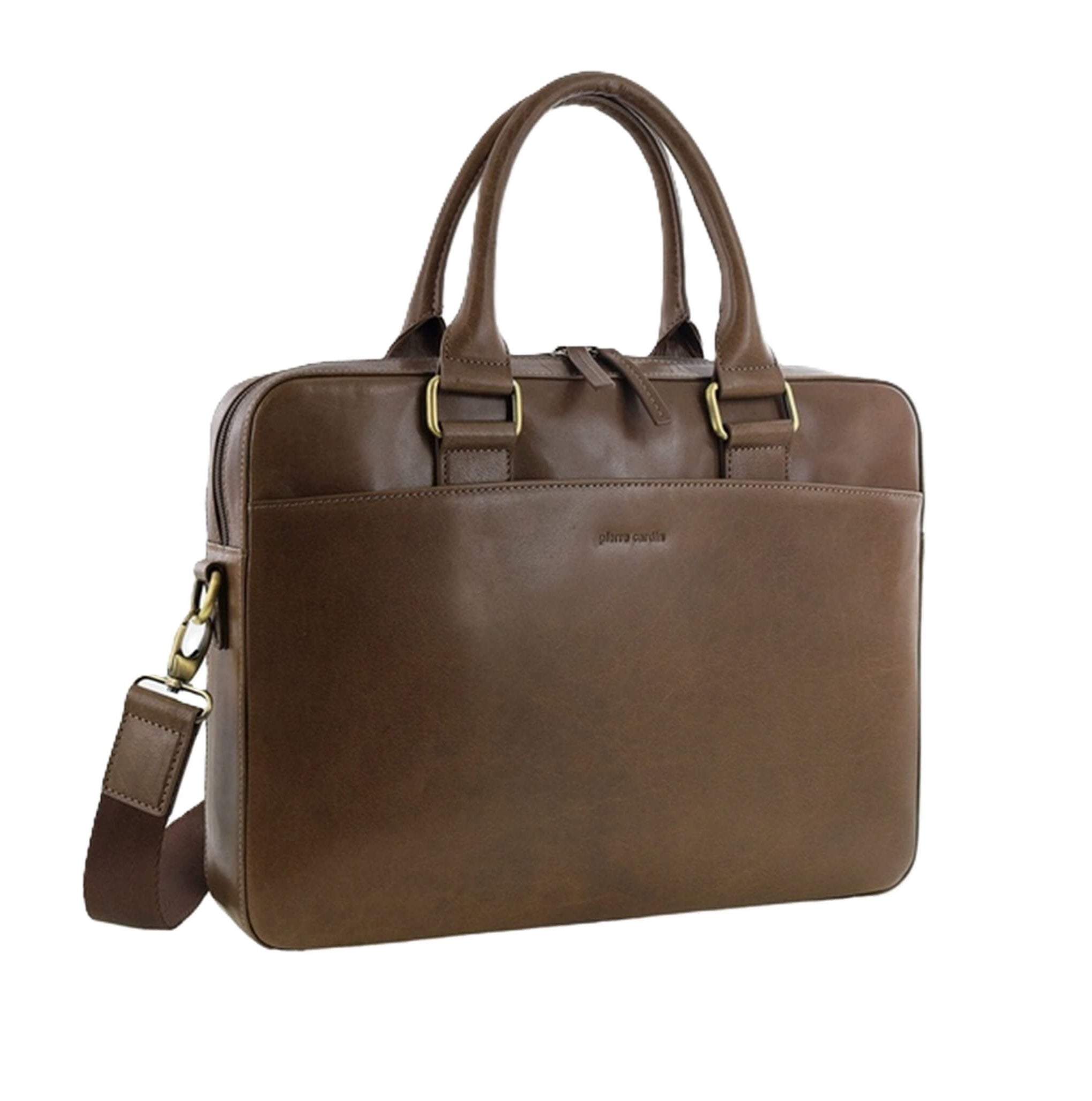 Pierre Cardin Italian Leather Business-Laptop Bag in Oak