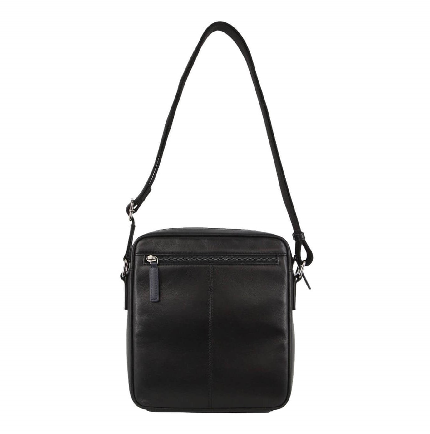 Pierre Cardin PC3827 Mens Italian Leather Cross Body Bag/Black-Navy