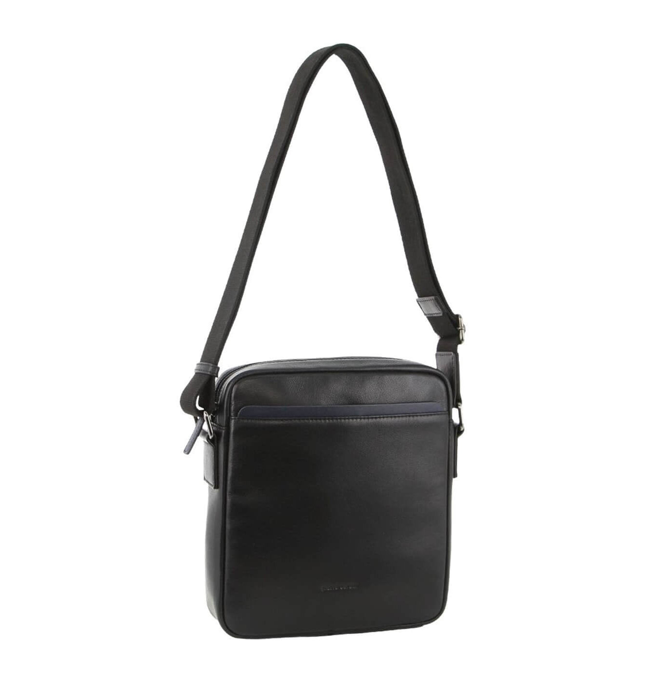 Pierre Cardin PC3827 Mens Italian Leather Cross Body Bag/Black-Navy