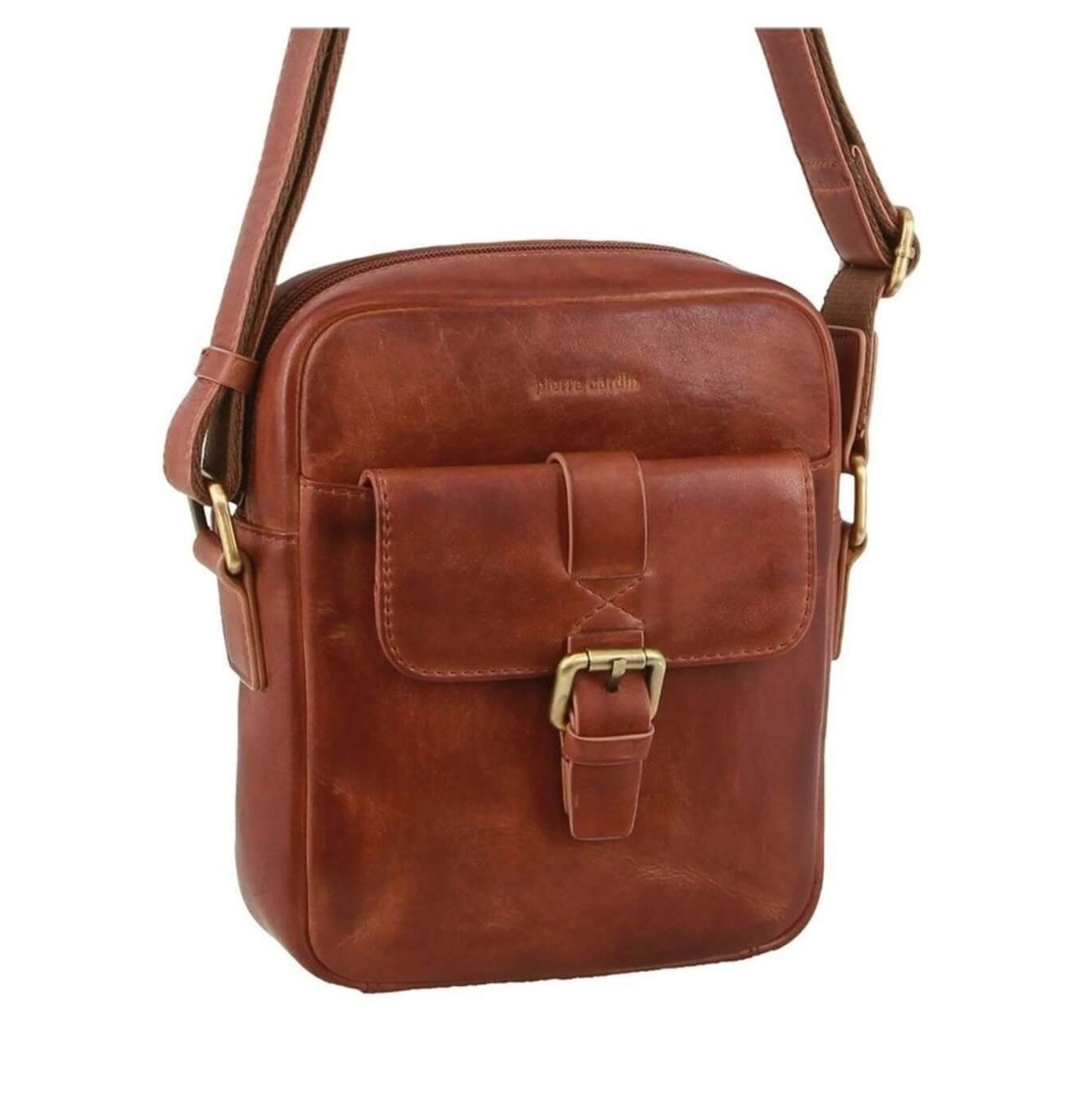 Pierre Cardin PC3829 Italian Leather Cross Body Bag/Cognac