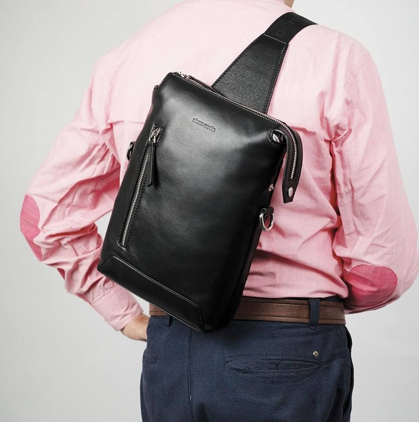 Pierre Cardin PC3842 Italian Leather 3-Way Sling Bag/Black