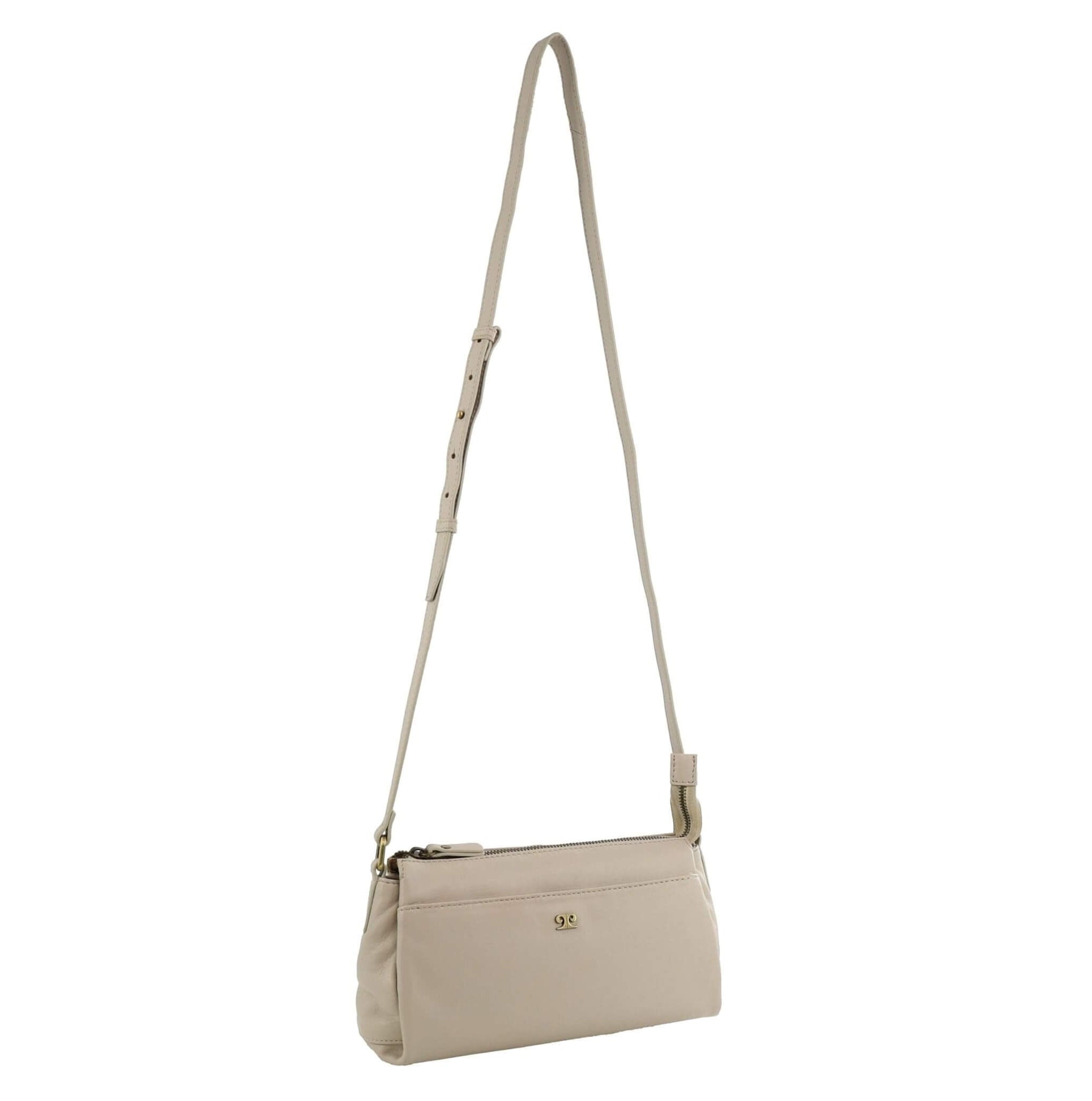 Pierre Cardin Ladies Leather Durable Crossbody Bag in Bone