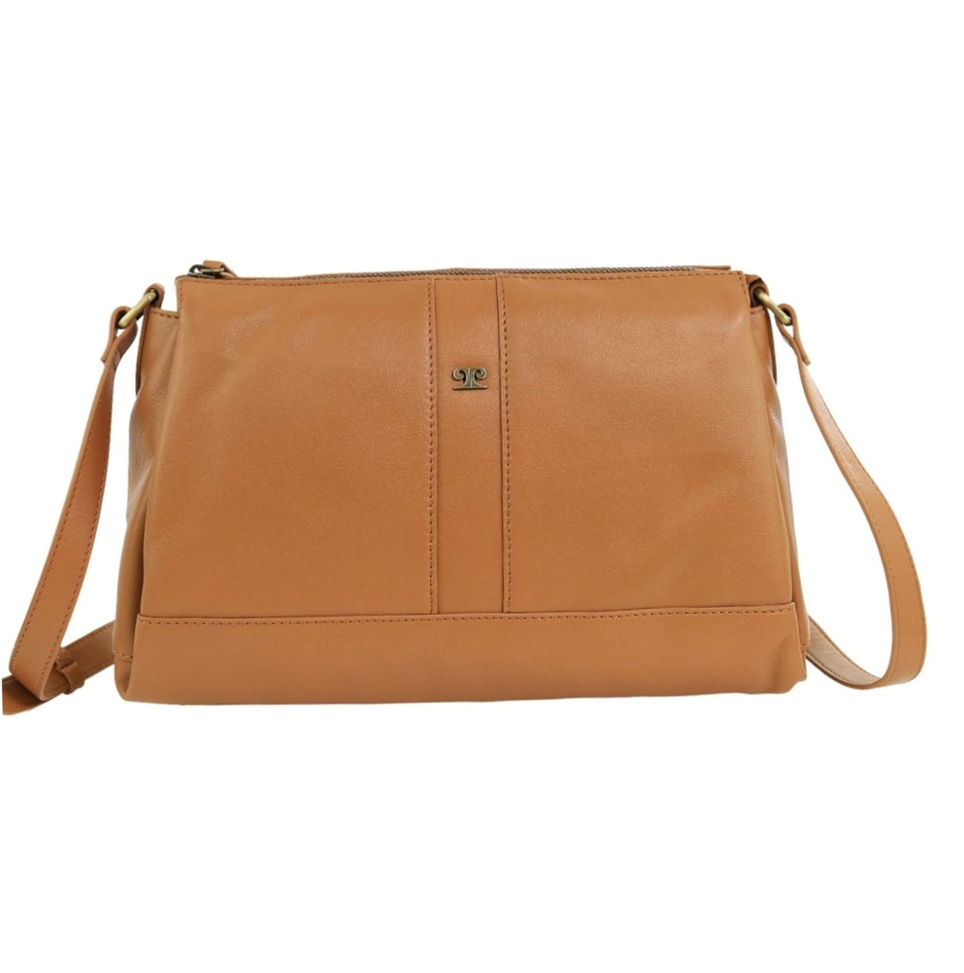 Pierre Cardin Ladies Leather Crescent Crossbody Bag in Almond