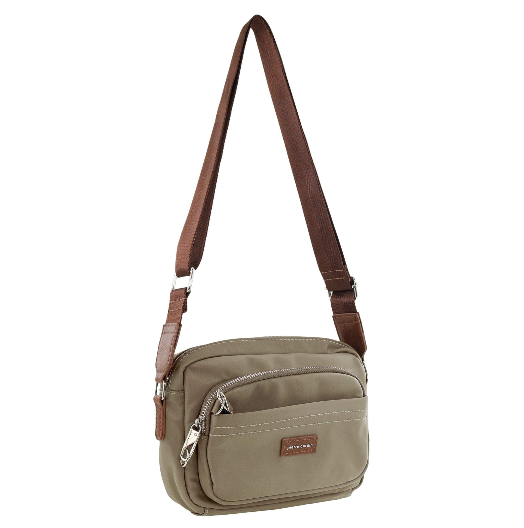Pierre Cardin RFID Anti-Theft Nylon Crossbody Bag in Camel