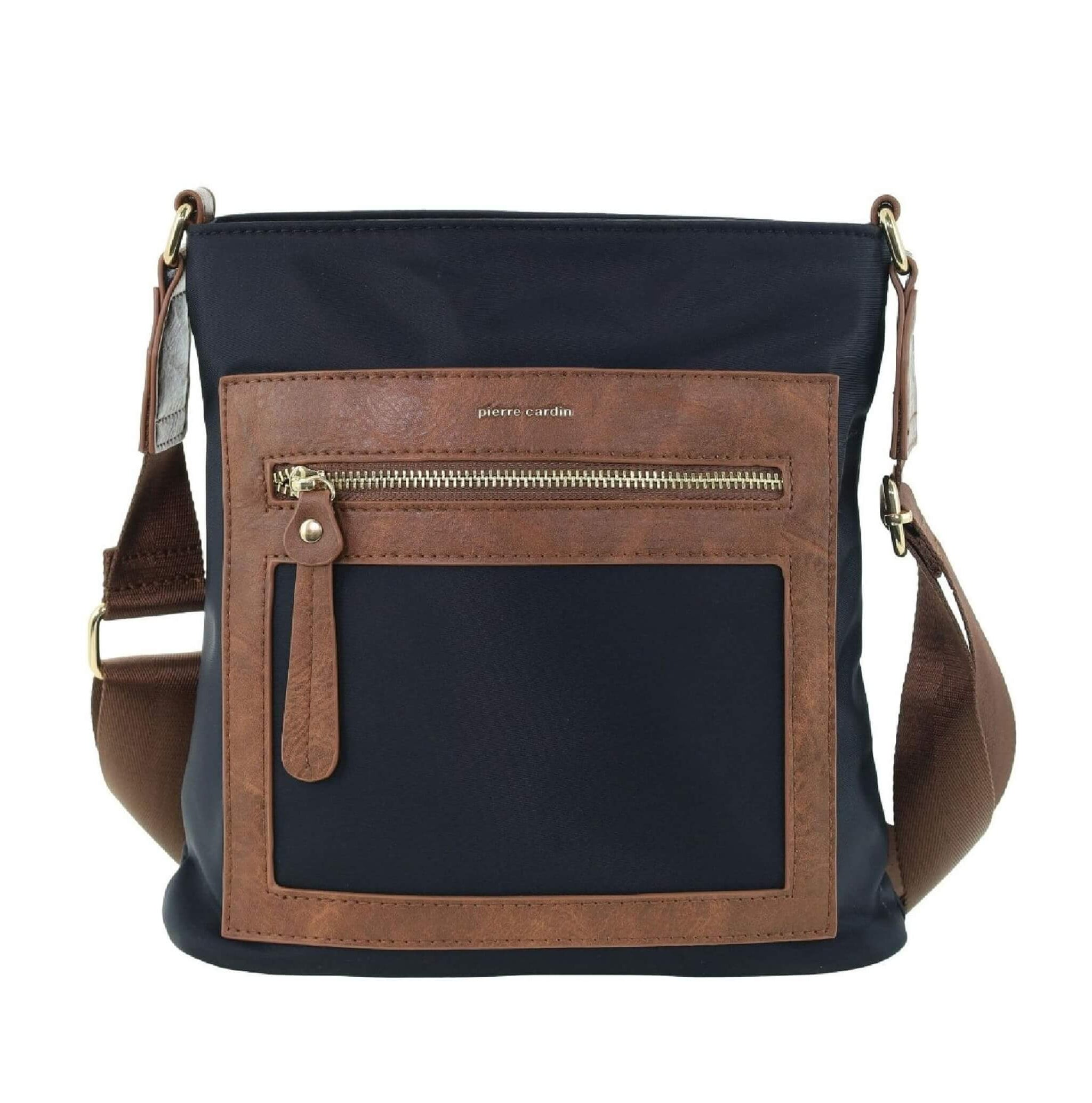 Pierre Cardin RFID Nylon Crossbody Bag In Black