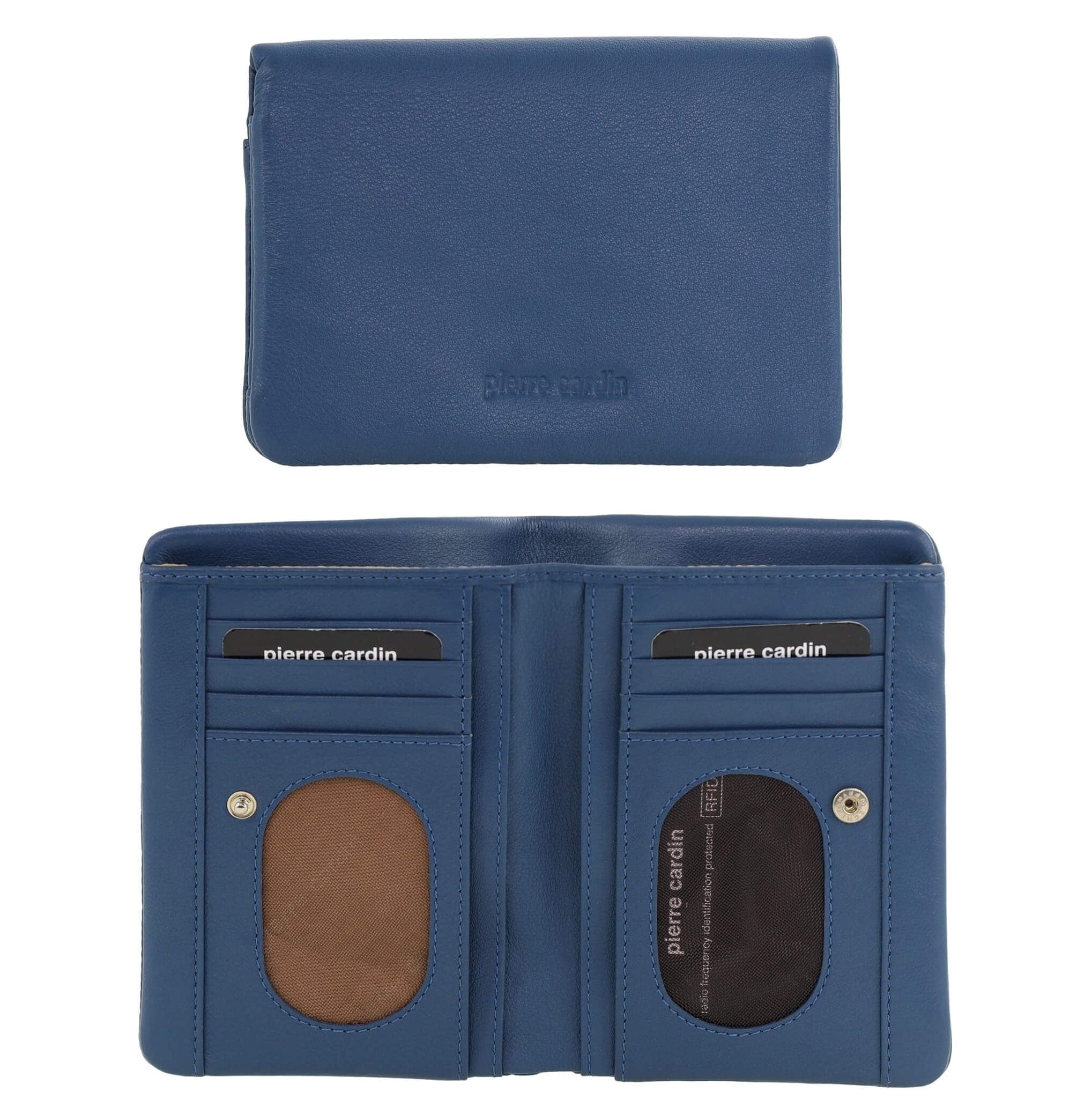 Pierre Cardin Ladies Leather Bi-fold Wallet in Blue