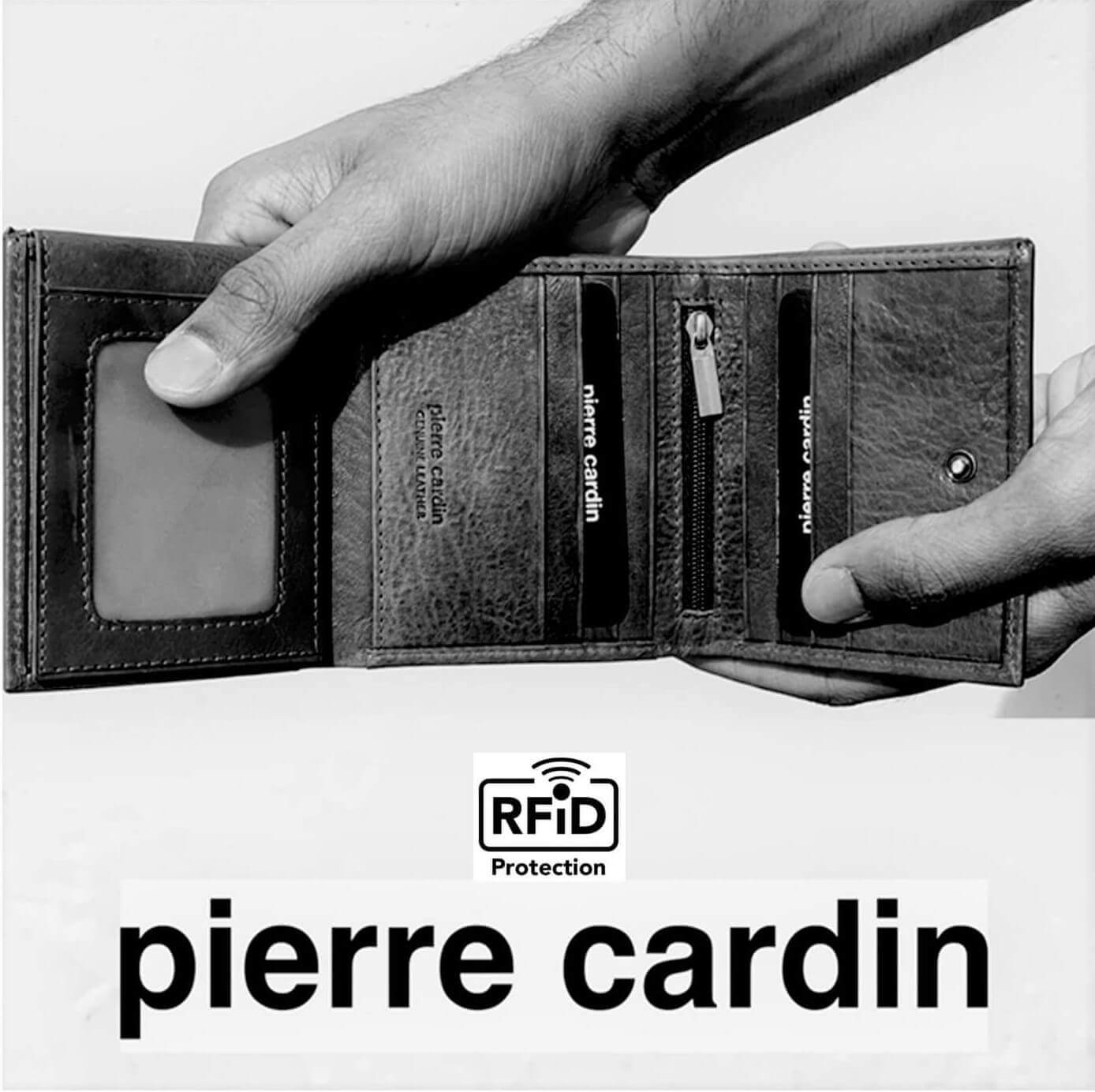Pierre Cardin Italian Leather Men’s Tri-fold Wallet in Black