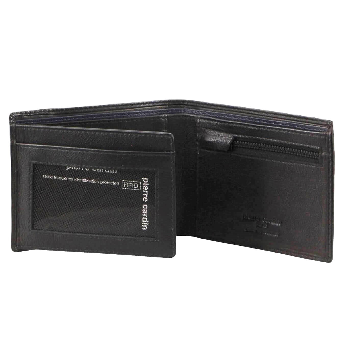 Pierre Cardin PC3828 Italian Leather Two Tone Tri-Fold Wallet/Black-Navy