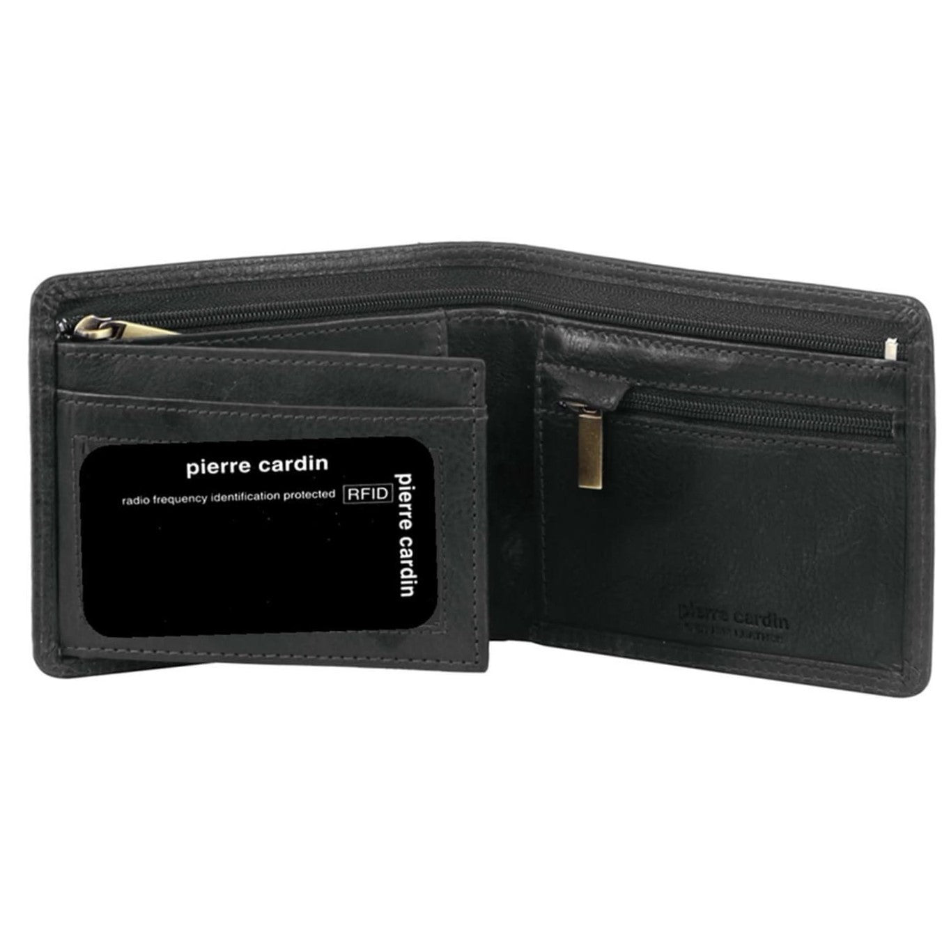 Pierre Cardin Men’s Italian Rustic Leather Tri-fold Wallet in Black
