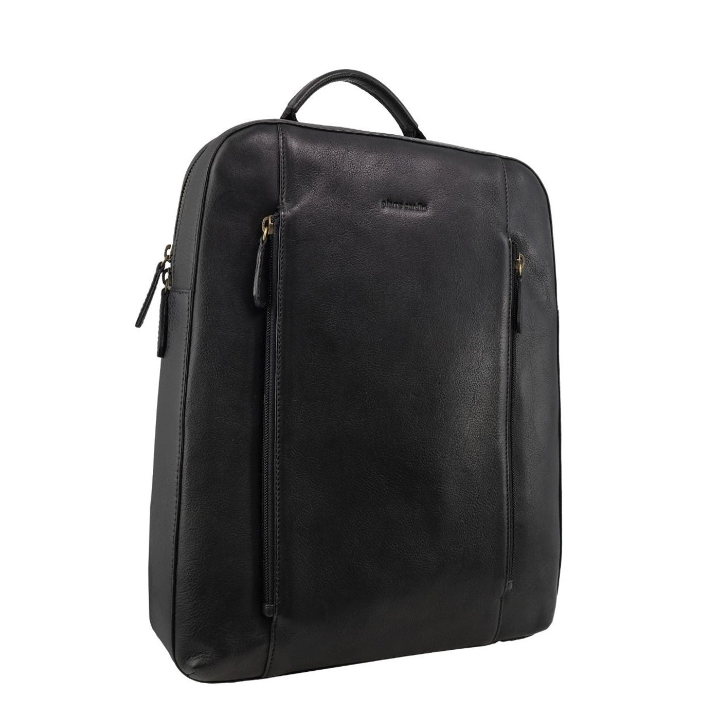 Pierre Cardin Men’s Leather Business-Laptop Backpack in Black