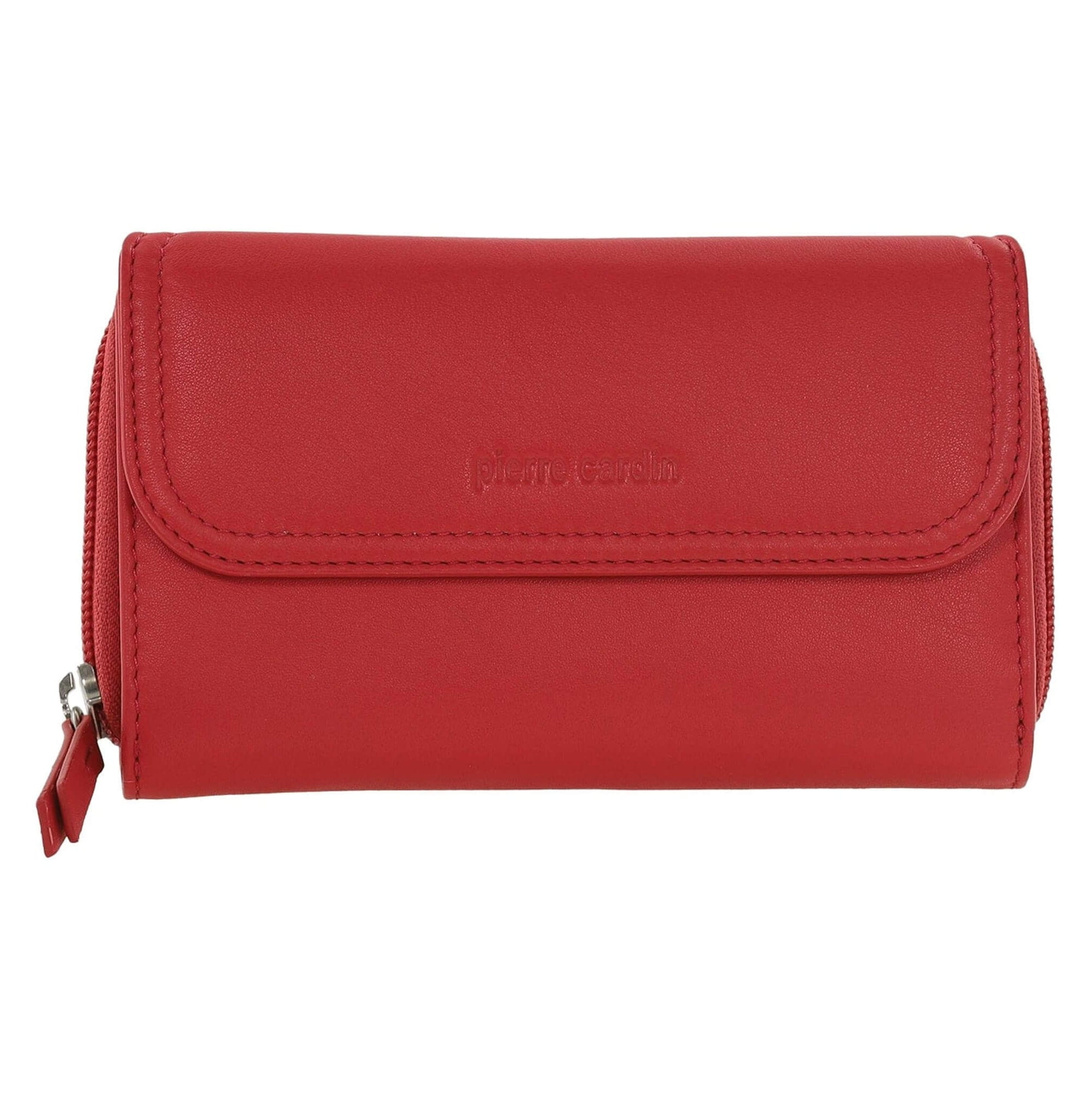 Pierre Cardin Ladies Tri-fold RFID Leather Wallet in Coral