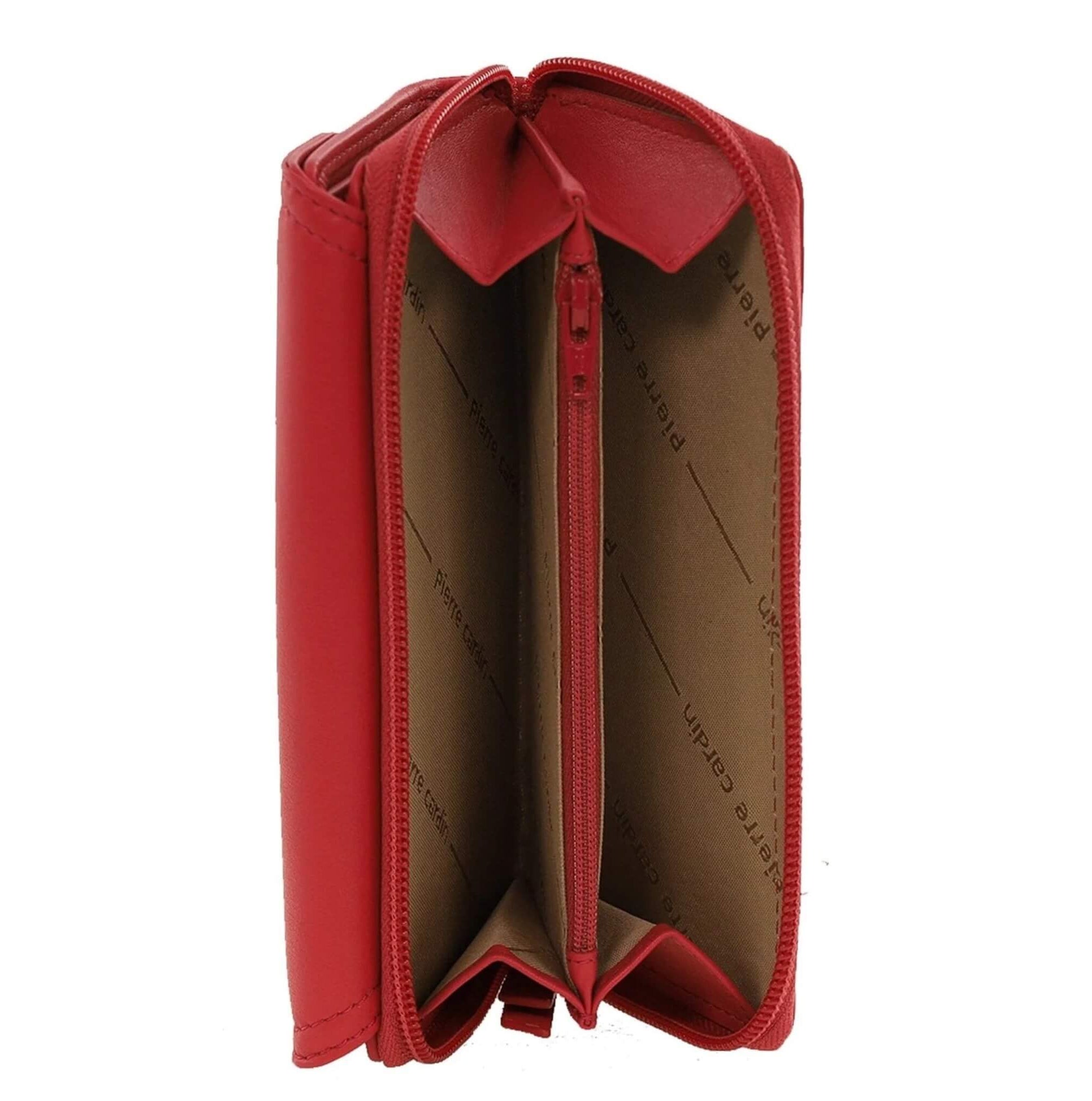 Pierre Cardin Ladies Tri-fold RFID Leather Wallet in Coral