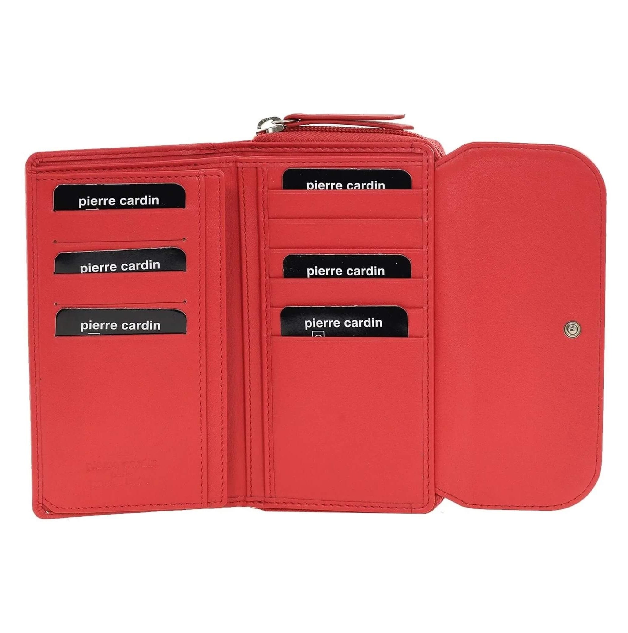 Pierre Cardin Ladies Tri-fold RFID Leather Wallet in Coral