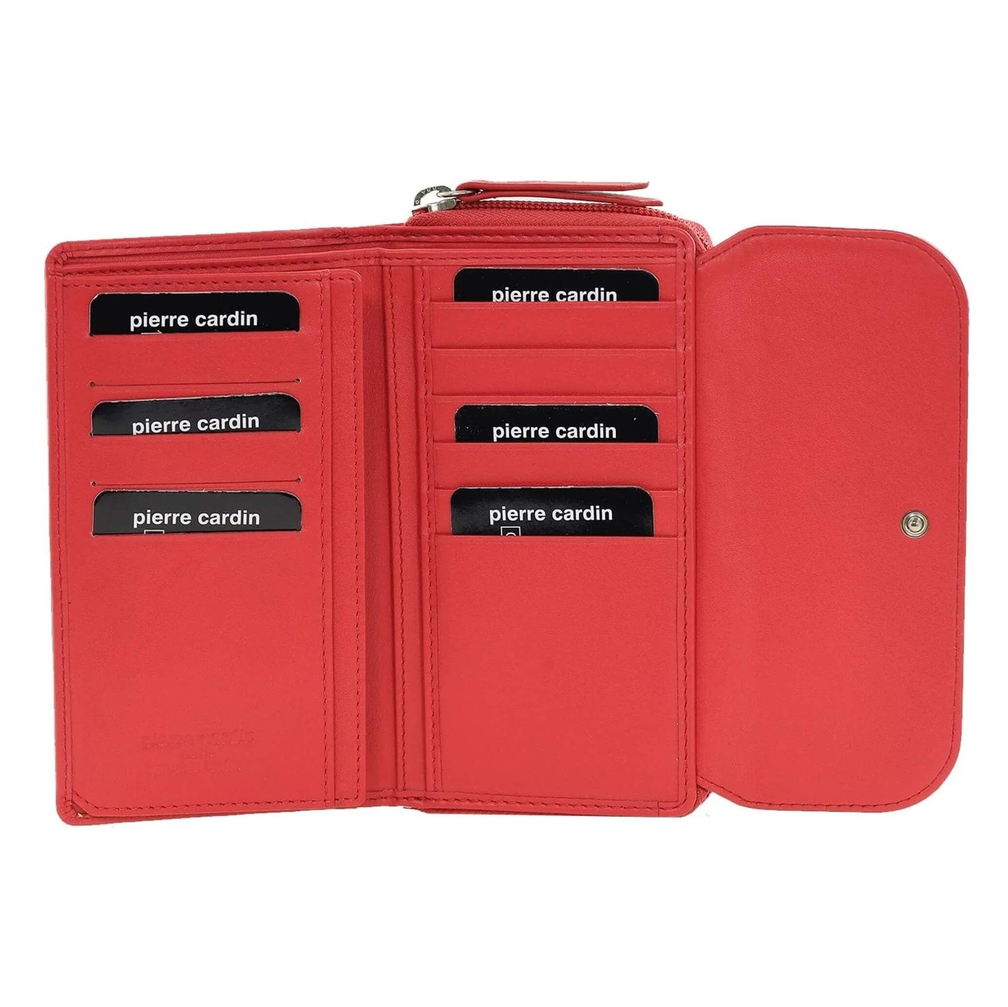 Pierre Cardin Ladies Tri-fold RFID Leather Wallet in Coral