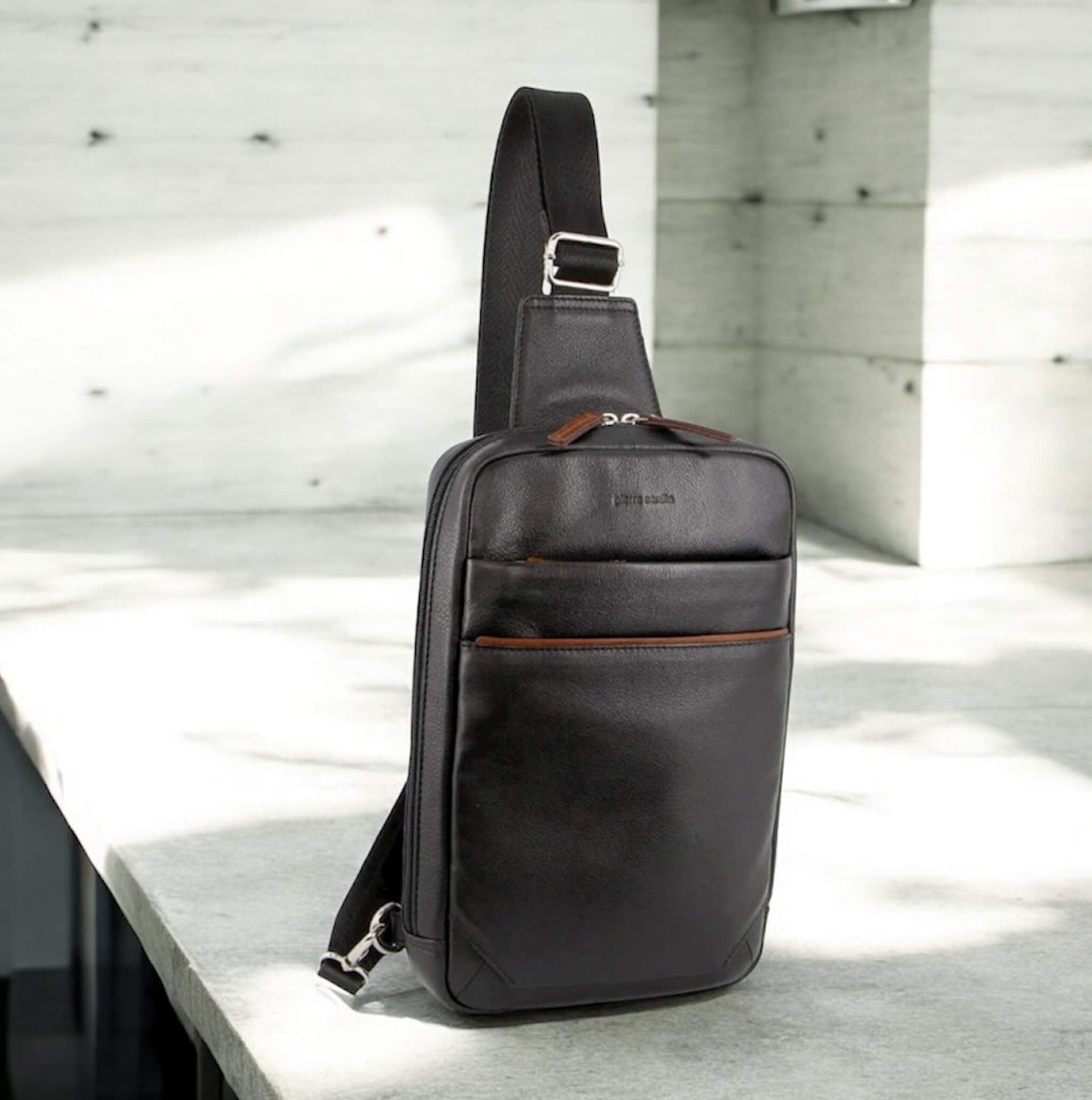 Pierre Cardin Italian Leather 3-Way Sling Bag