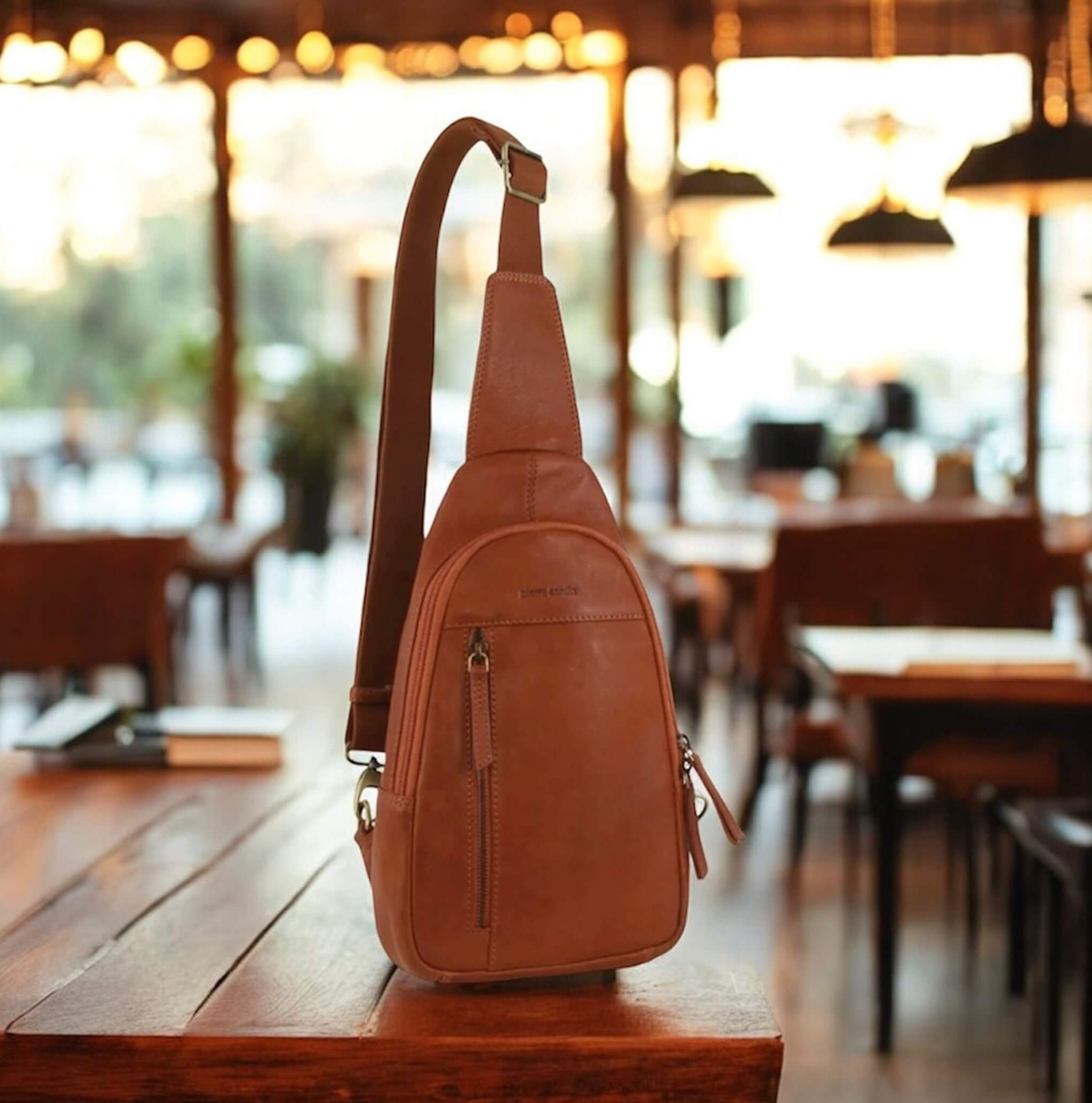 Pierre Cardin PC3711 Mens Leather Sling Bag/Cognac