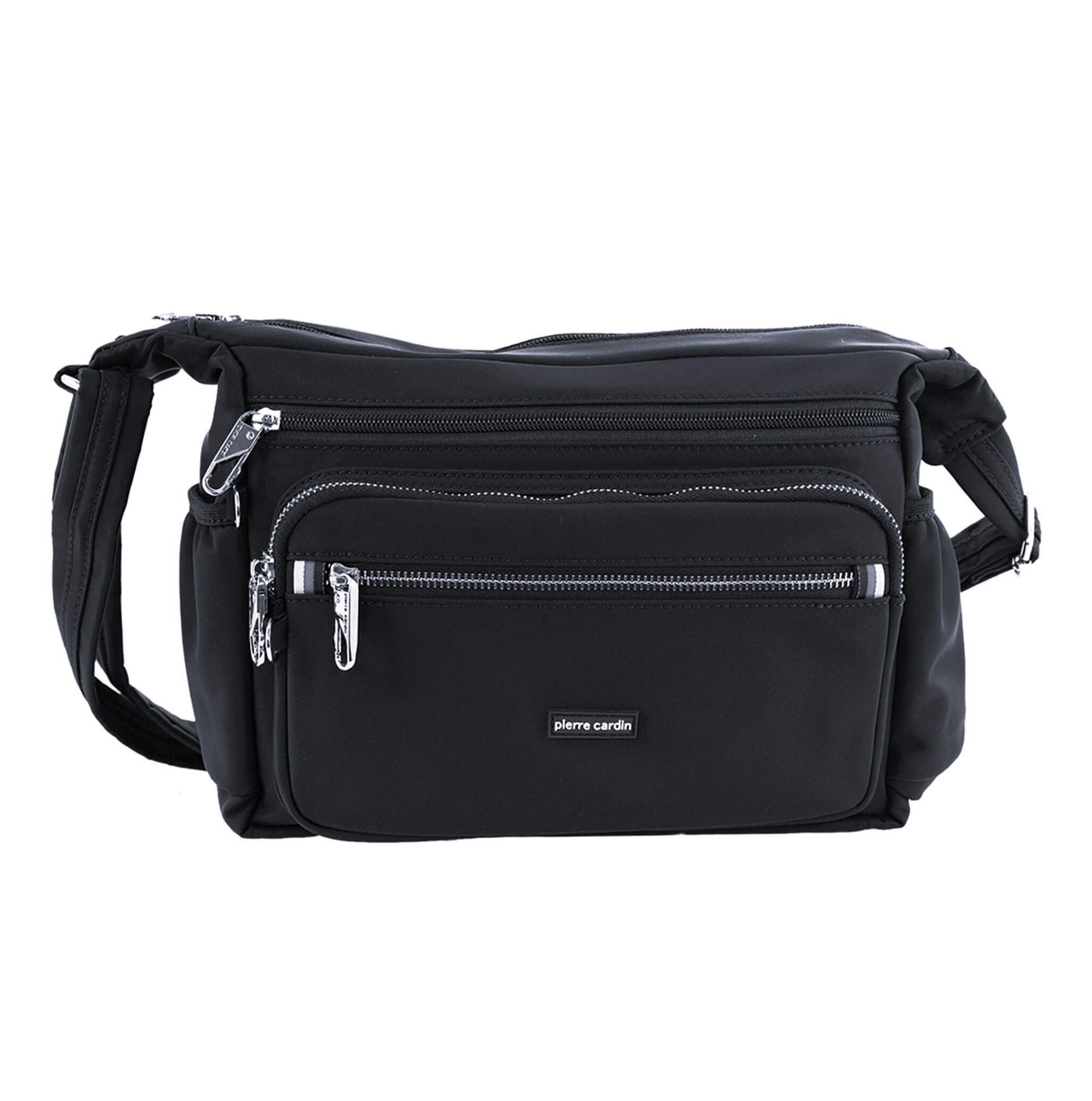 Pierre Cardin RFID Anti-Theft Nylon Crossbody Bag In Black