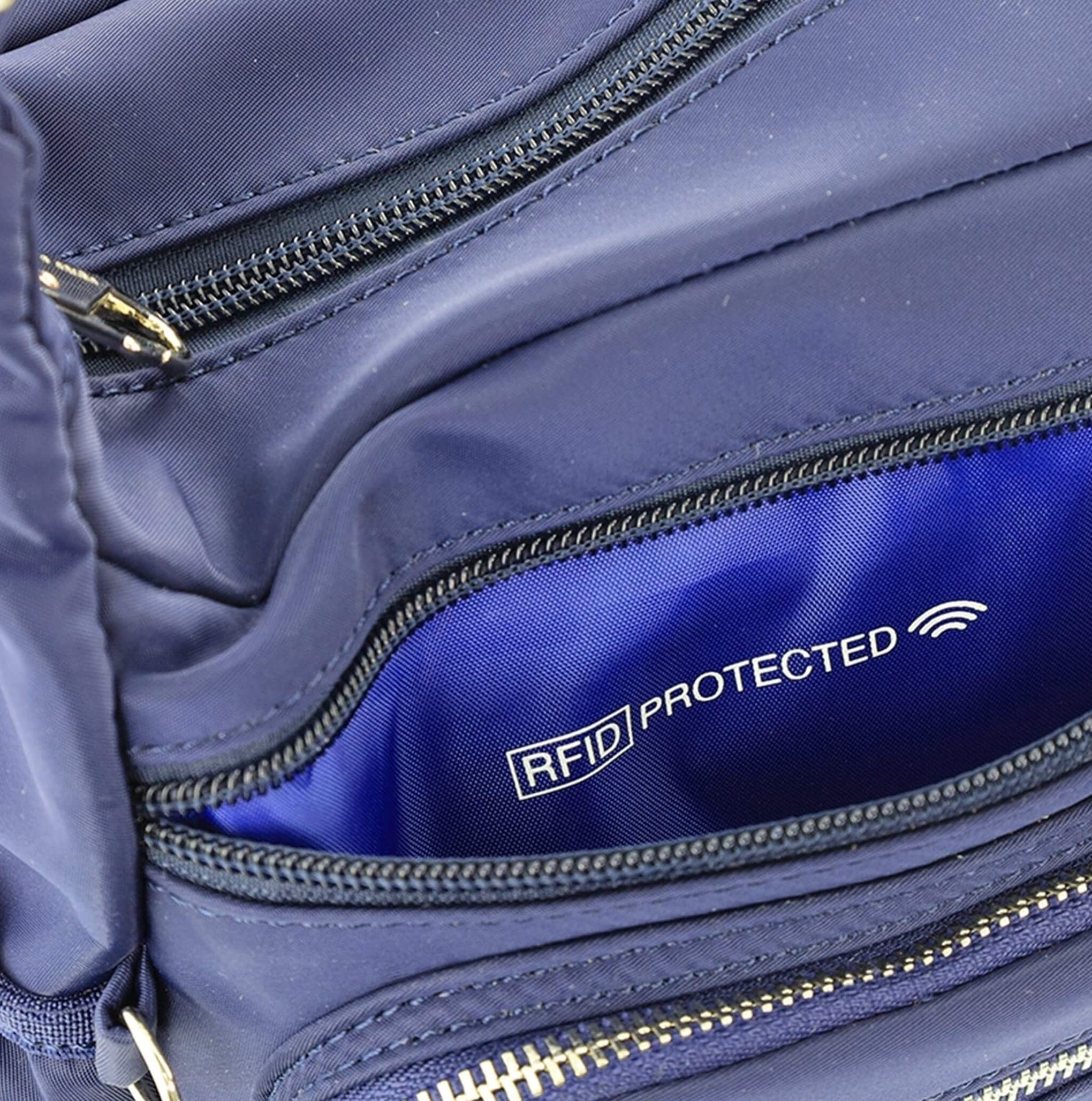 Pierre Cardin RFID Anti-Theft Nylon Crossbody Bag In Navy